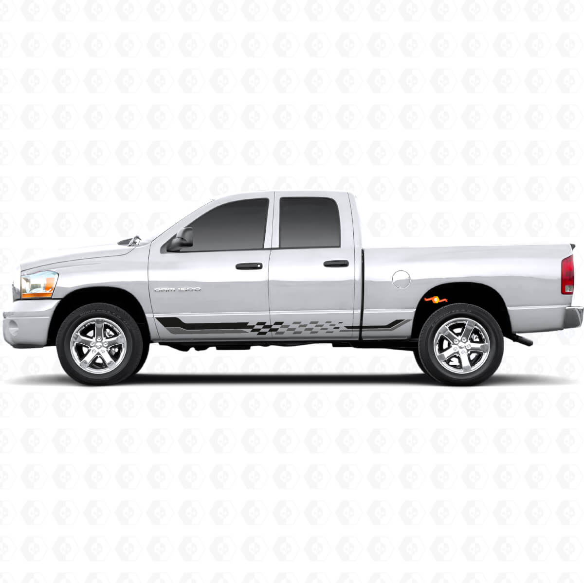 Autocollant en vinyle à rayures latérales à damier pour Dodge Ram 1500 2002-2008