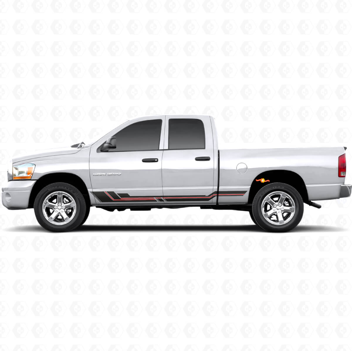 Autocollant en vinyle à bandes courbes pour bas de caisse Dodge Ram 1500 2002-2008