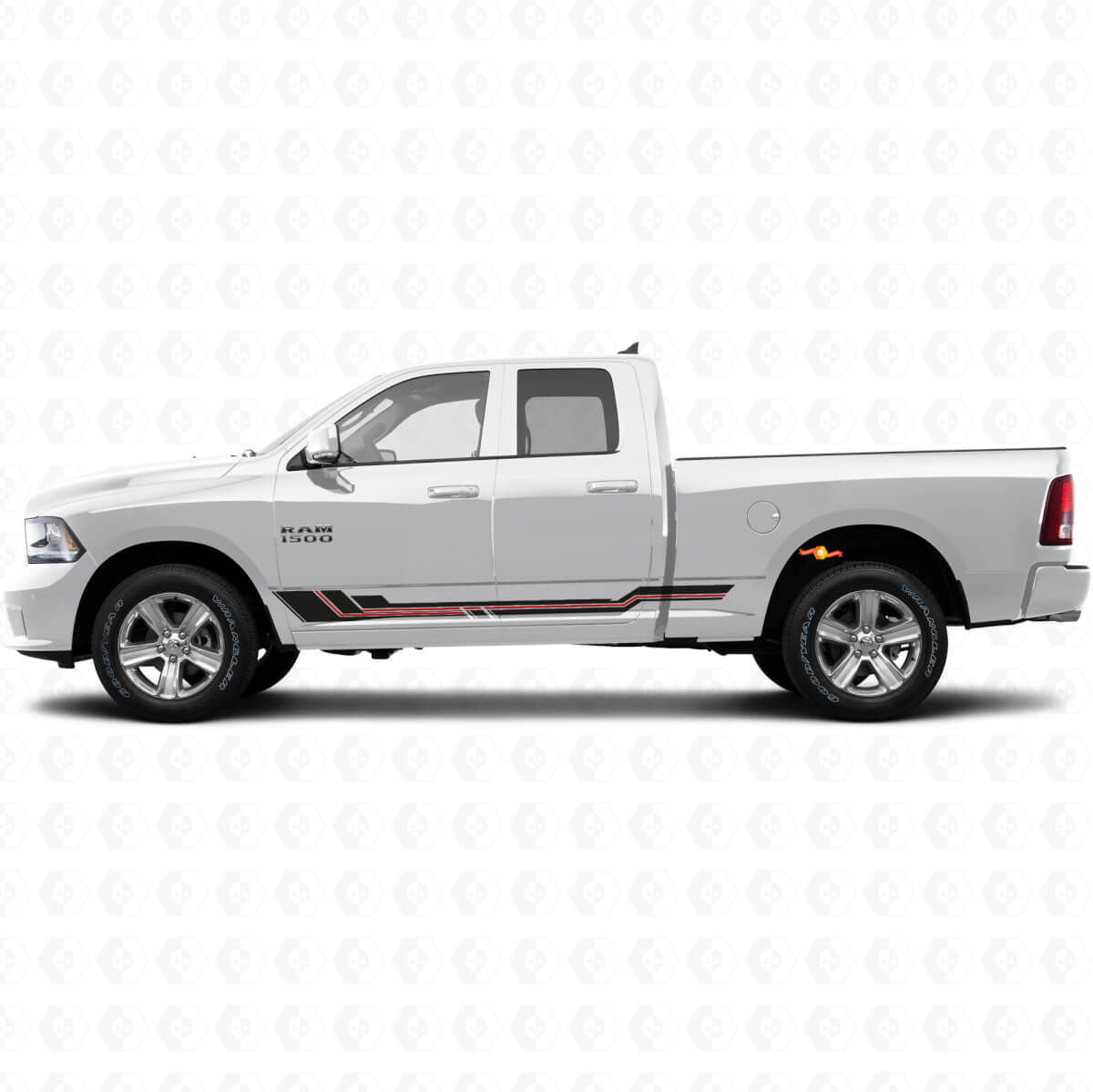 Autocollant en vinyle avec bandes courbes pour bas de caisse Dodge Ram 1500 2011-2018