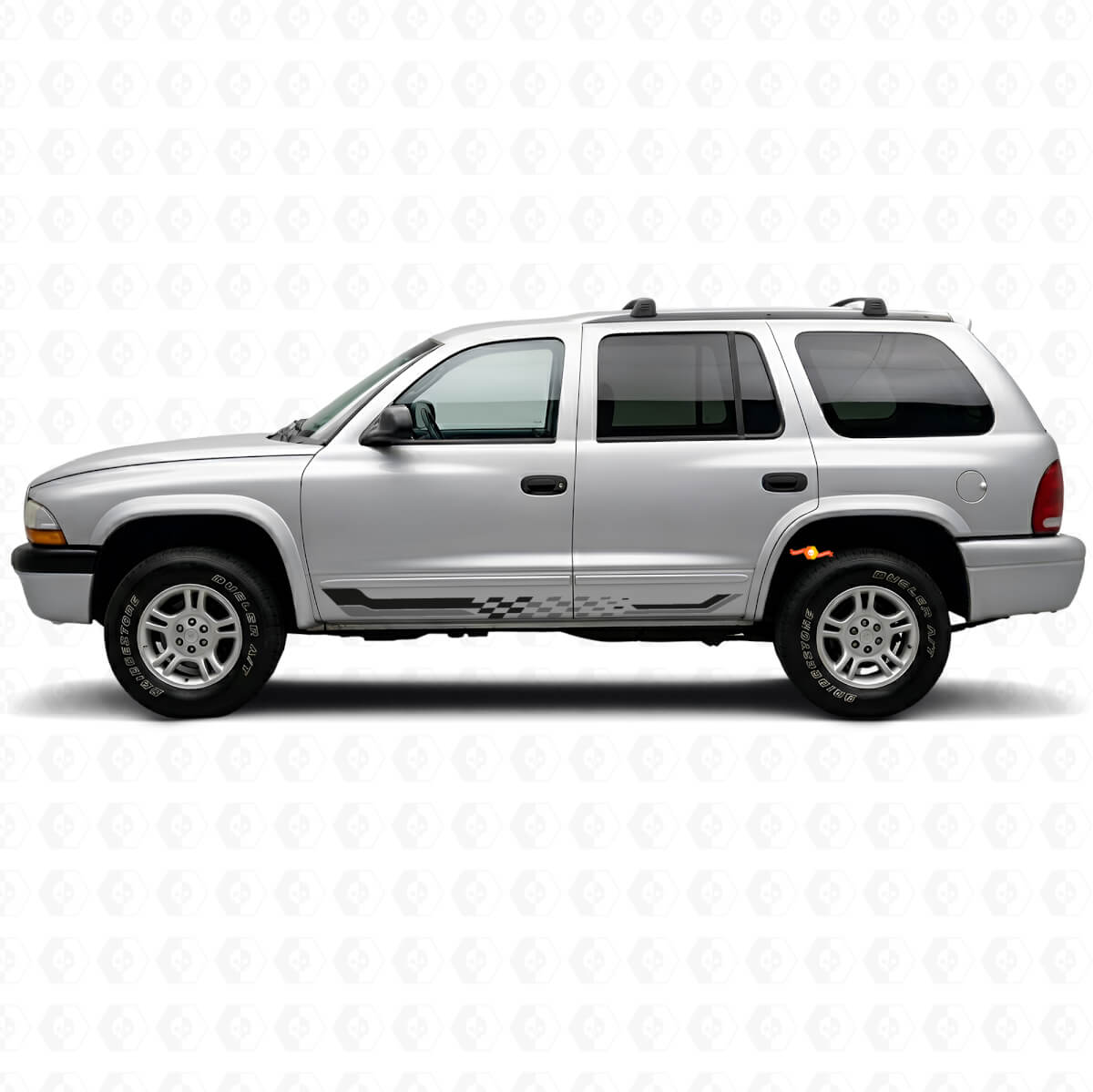 Autocollant en vinyle à rayures latérales damier pour Dodge Durango 1998-2003