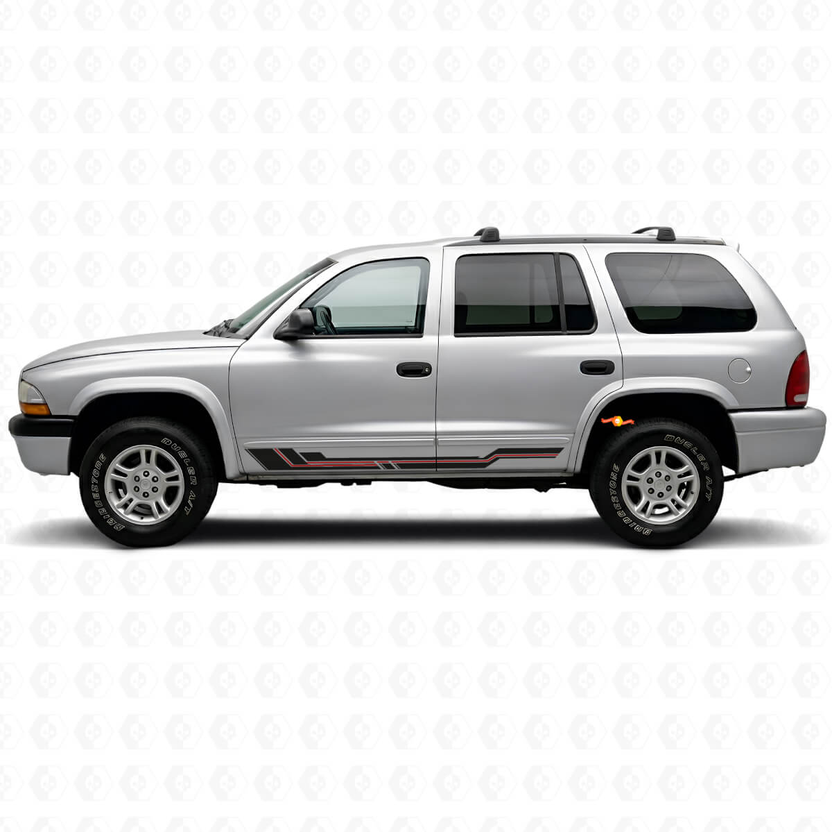 Autocollant en vinyle à bandes incurvées pour bas de caisse Dodge Durango 1998-2003