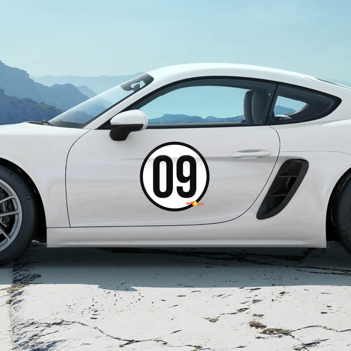 Kit d'autocollants en vinyle numérotés latéraux Design Héritage pour Porsche 718 Cayman