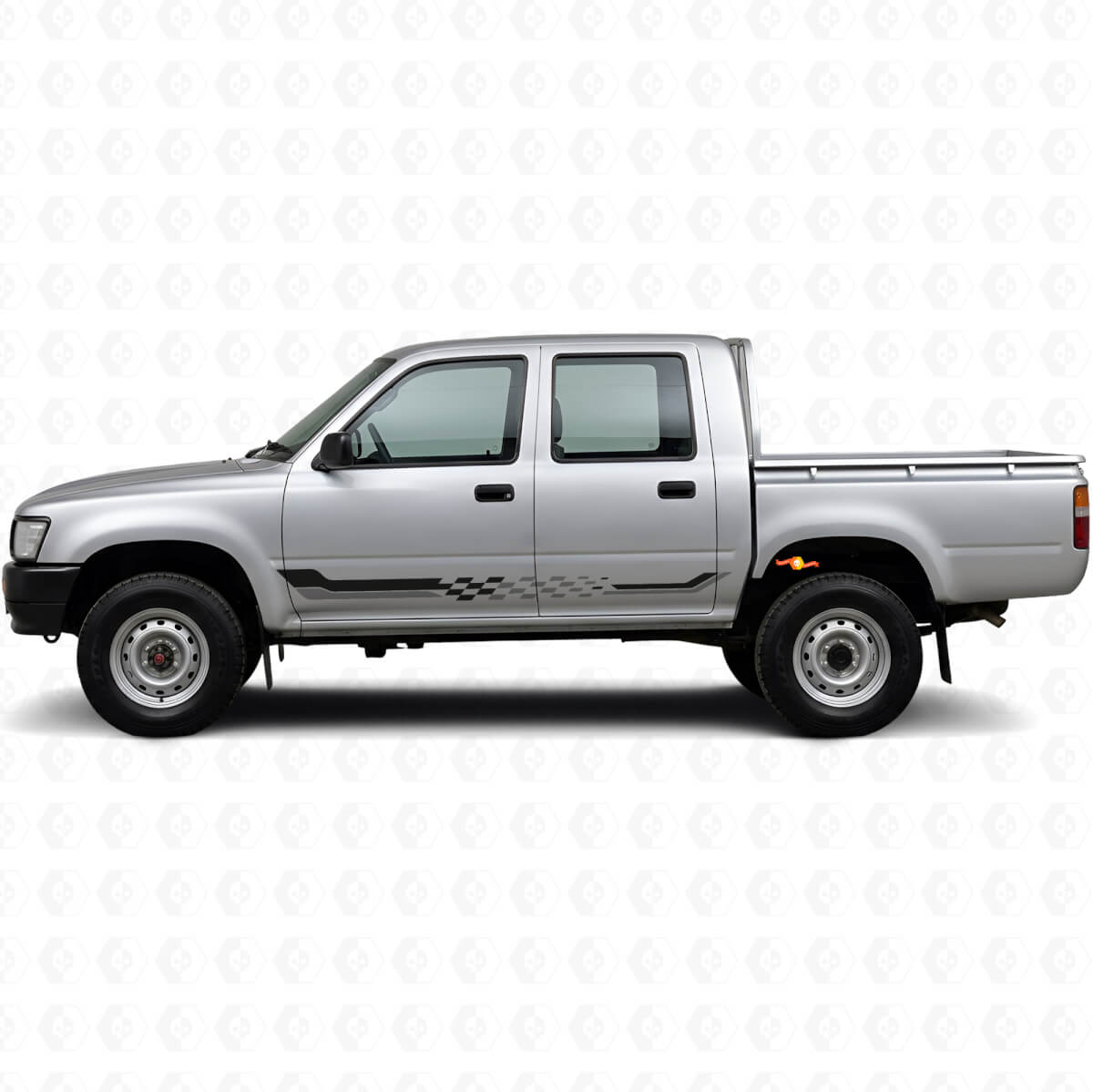 Autocollant Vinyle à Rayures Latérales Damier pour Toyota Hilux 1988-1997