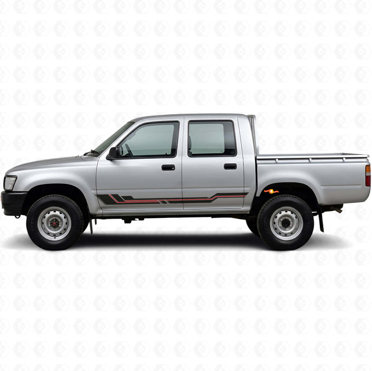 Déco Autocollante en Vinyle avec Bandes Courbes pour Bas de Caisson Toyota Hilux 1988-1997