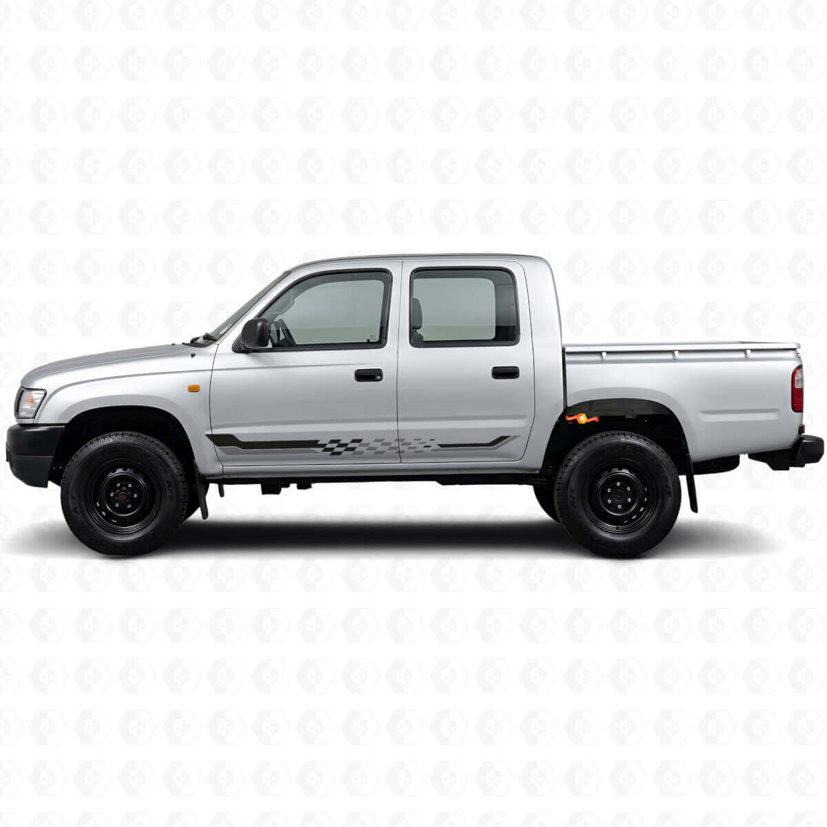 Autocollants en vinyle à rayures latérales à damier pour Toyota Hilux 1997-2004