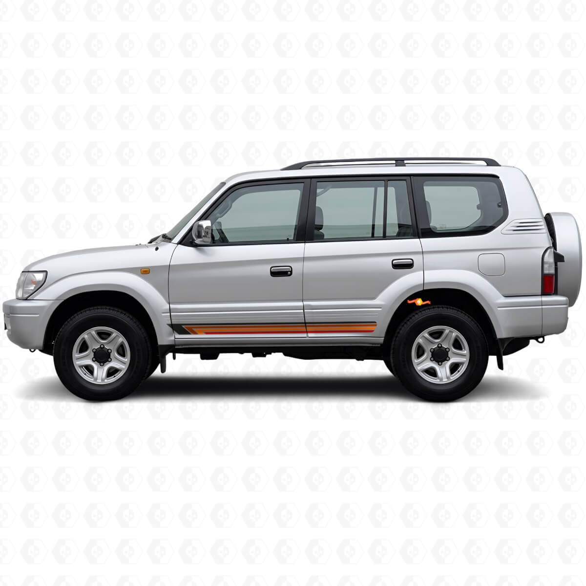 Déco latérale vinyle rayures droites vintage pour Toyota Land Cruiser Prado 1996-2002