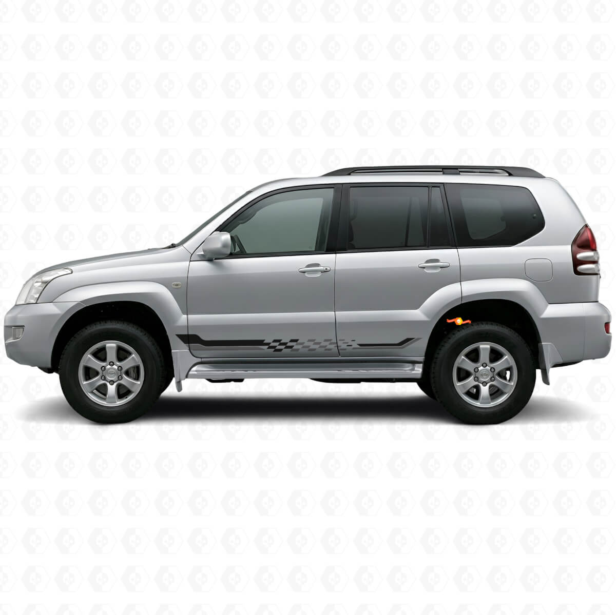 Autocollant en vinyle à rayures latérales à damier pour Toyota Land Cruiser Prado 2002-2009