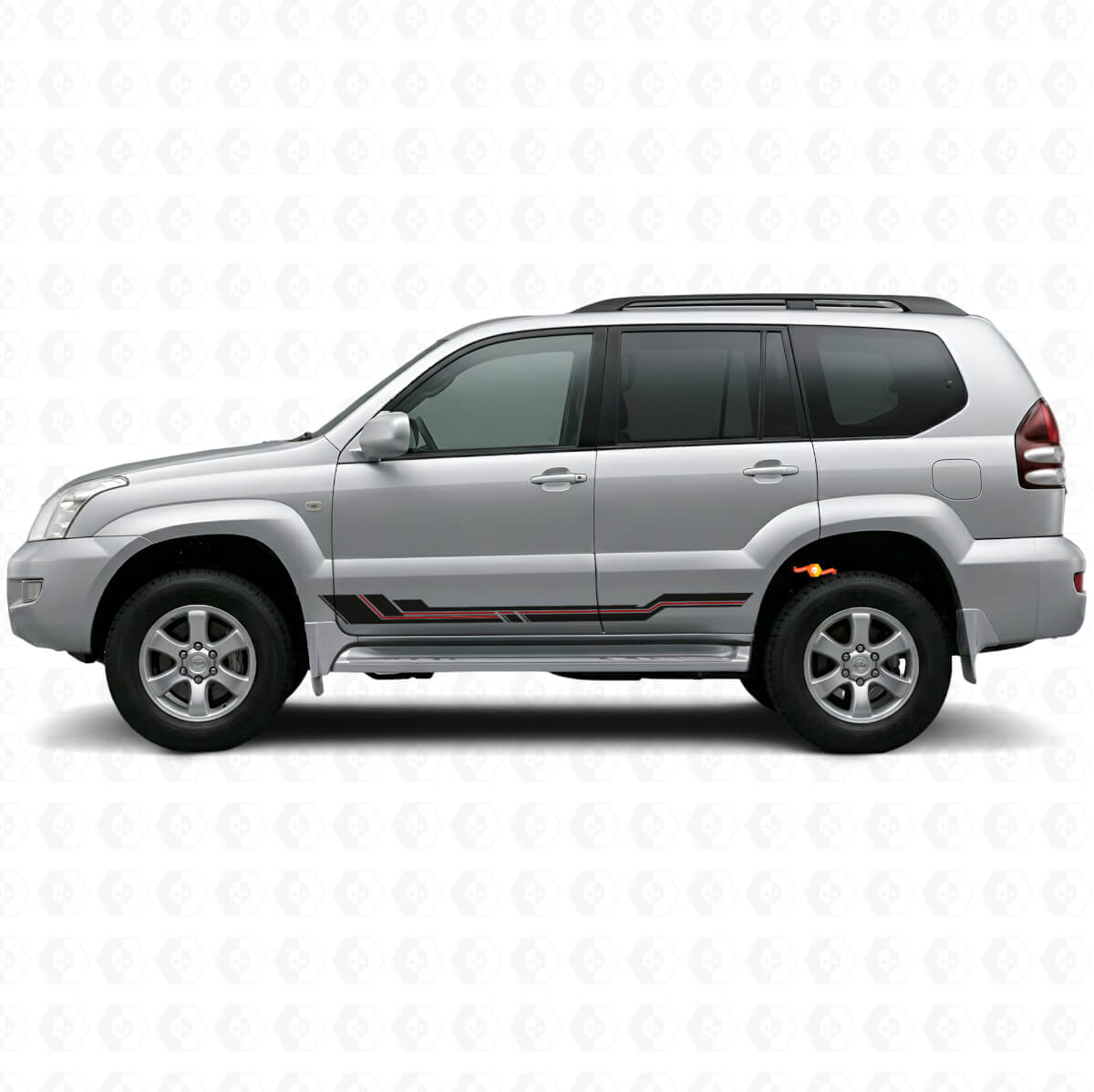Autocollant en vinyle pour bas de caisse à bandes courbes pour Toyota Land Cruiser Prado 2002-2009