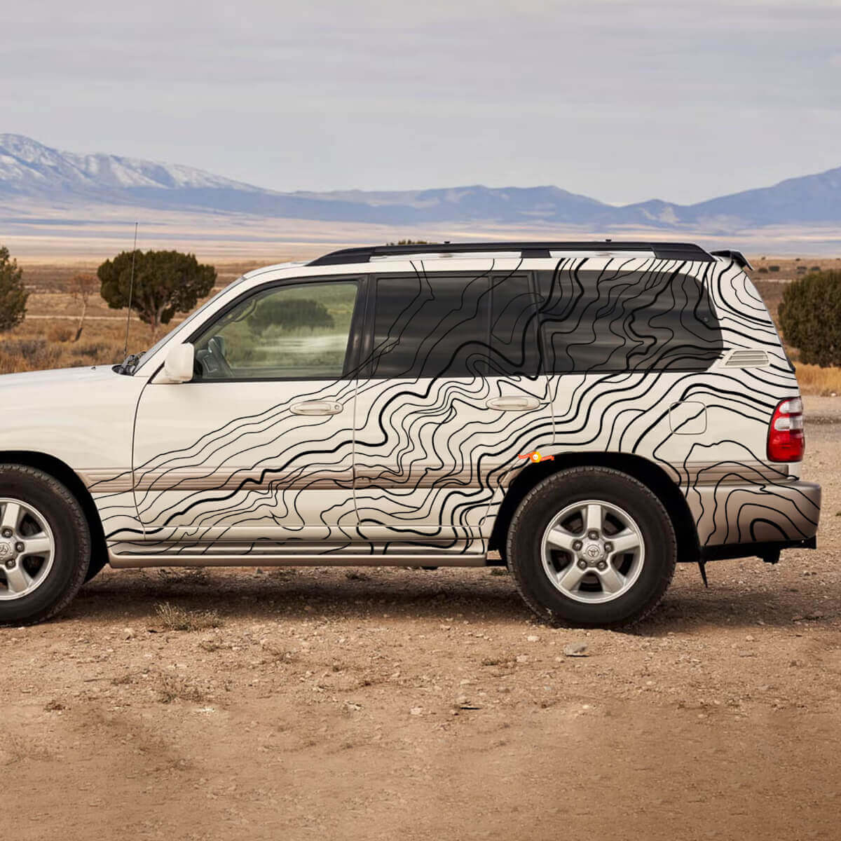 Autocollant Vinyle à Bandes Latérales de Style Topographique pour Toyota Land Cruiser 100