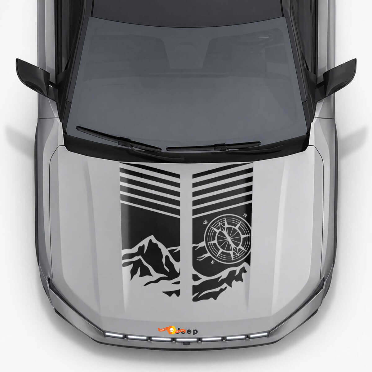 Autocollant Vinyle Bandes Capot Style Montagne pour Jeep Compass 2026