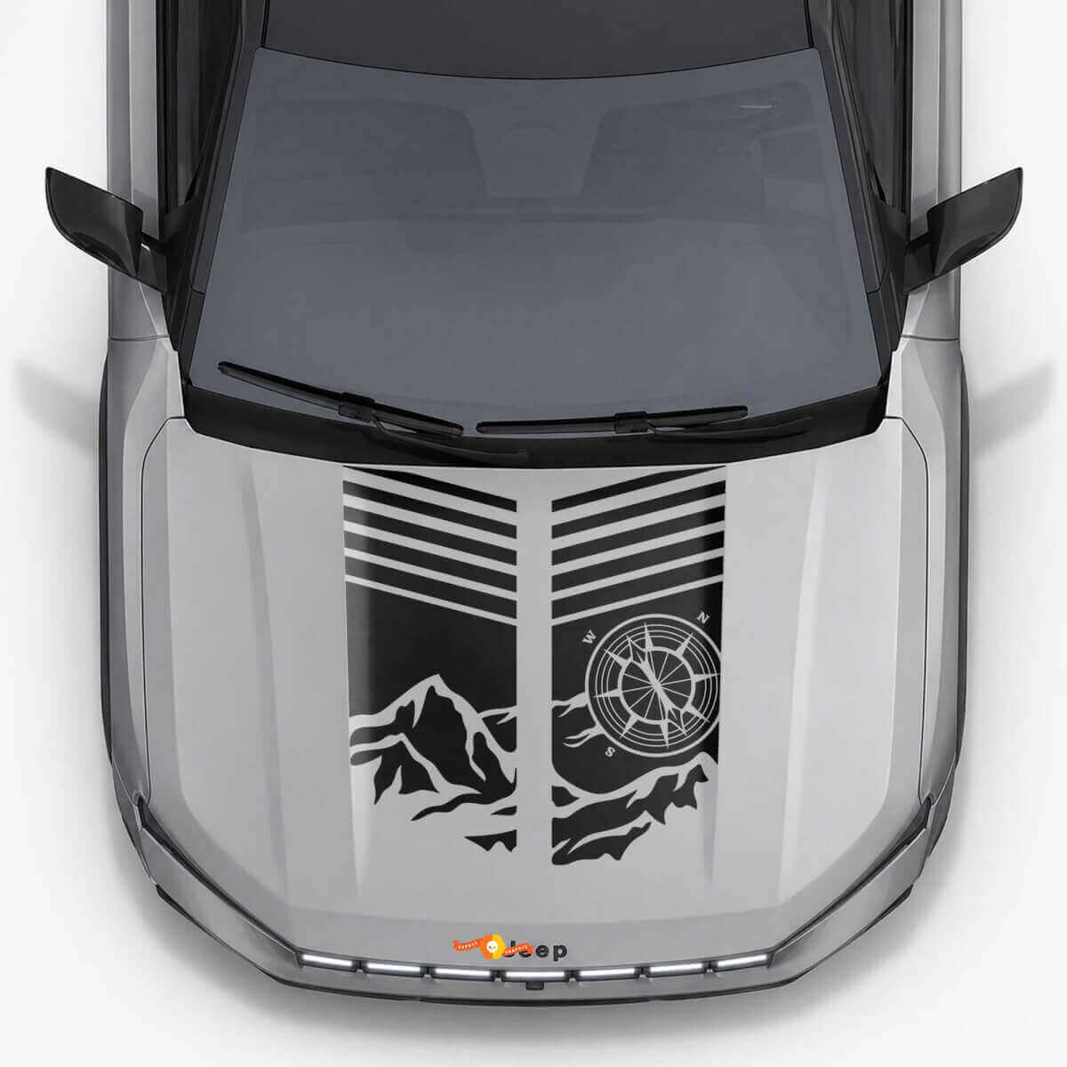 Autocollant Vinyle Bandes Capot Style Montagne pour Jeep Compass 2026
