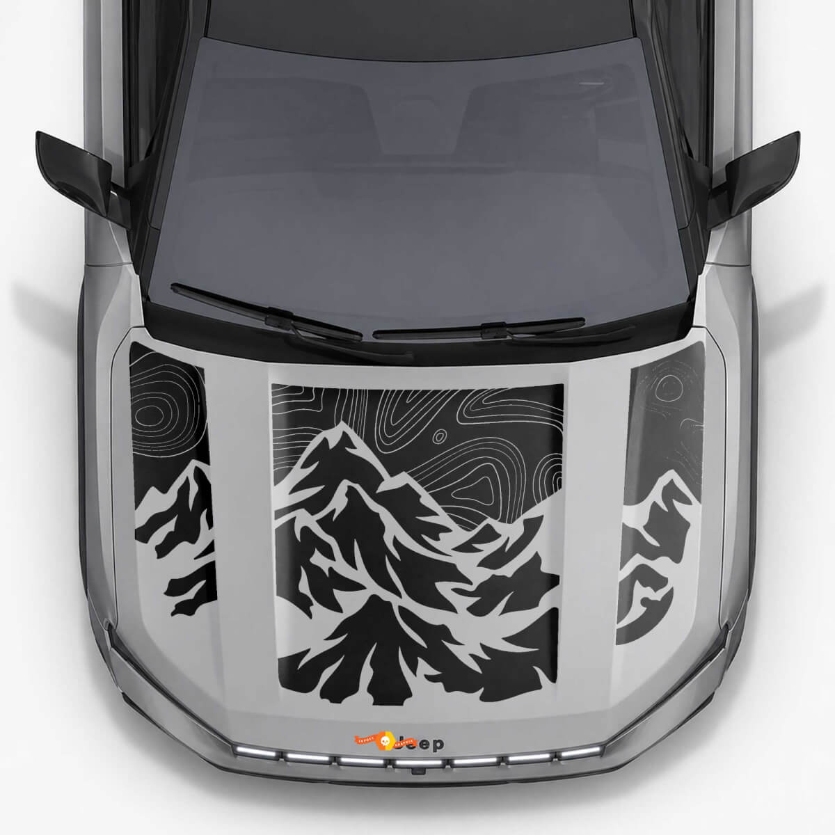 Autocollants en vinyle de style topographique de montagne pour capot Jeep Compass 2026