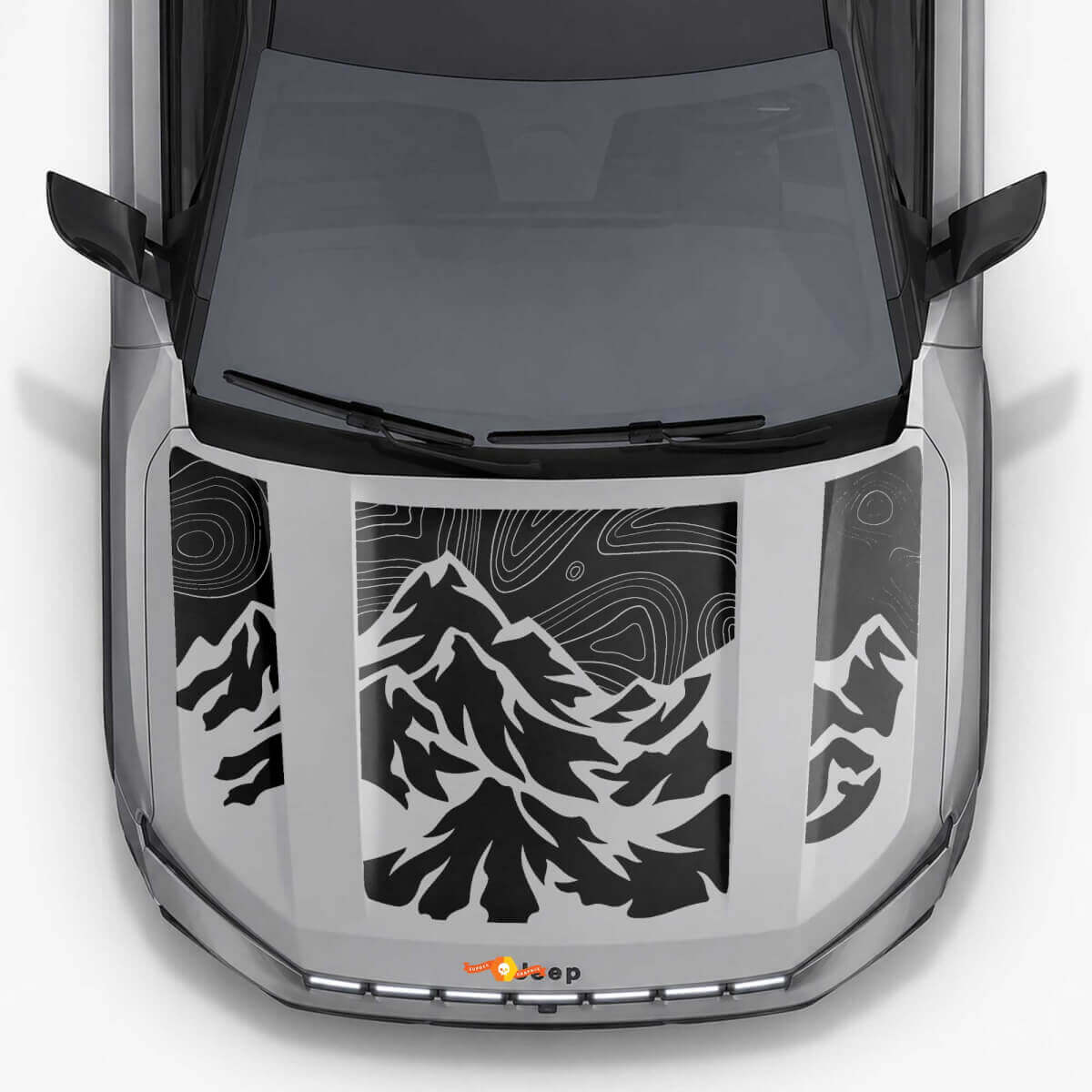 Autocollants en vinyle de style topographique de montagne pour capot Jeep Compass 2026