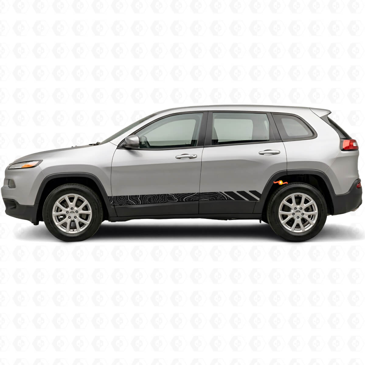 Autocollant latéral en vinyle à rayures de style topographique pour Jeep Cherokee KL 2013-2023