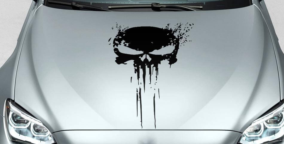 PUNISHER crâne Distressed sang capot côté vinyle autocollant autocollant pour piste de voiture suv #33