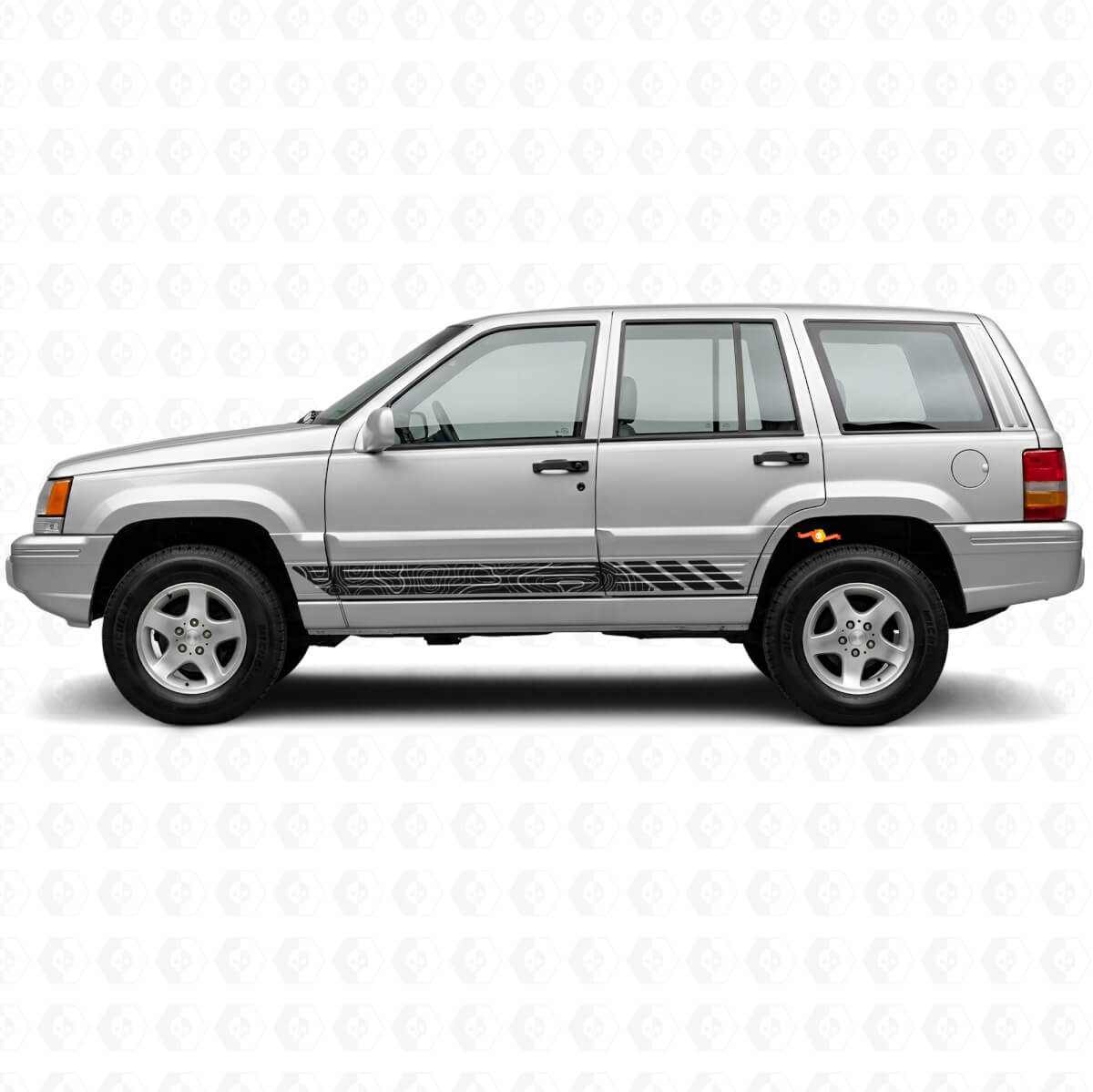 Autocollant latéral vinyle à rayures style topographique pour Jeep Grand Cherokee 1993-1998