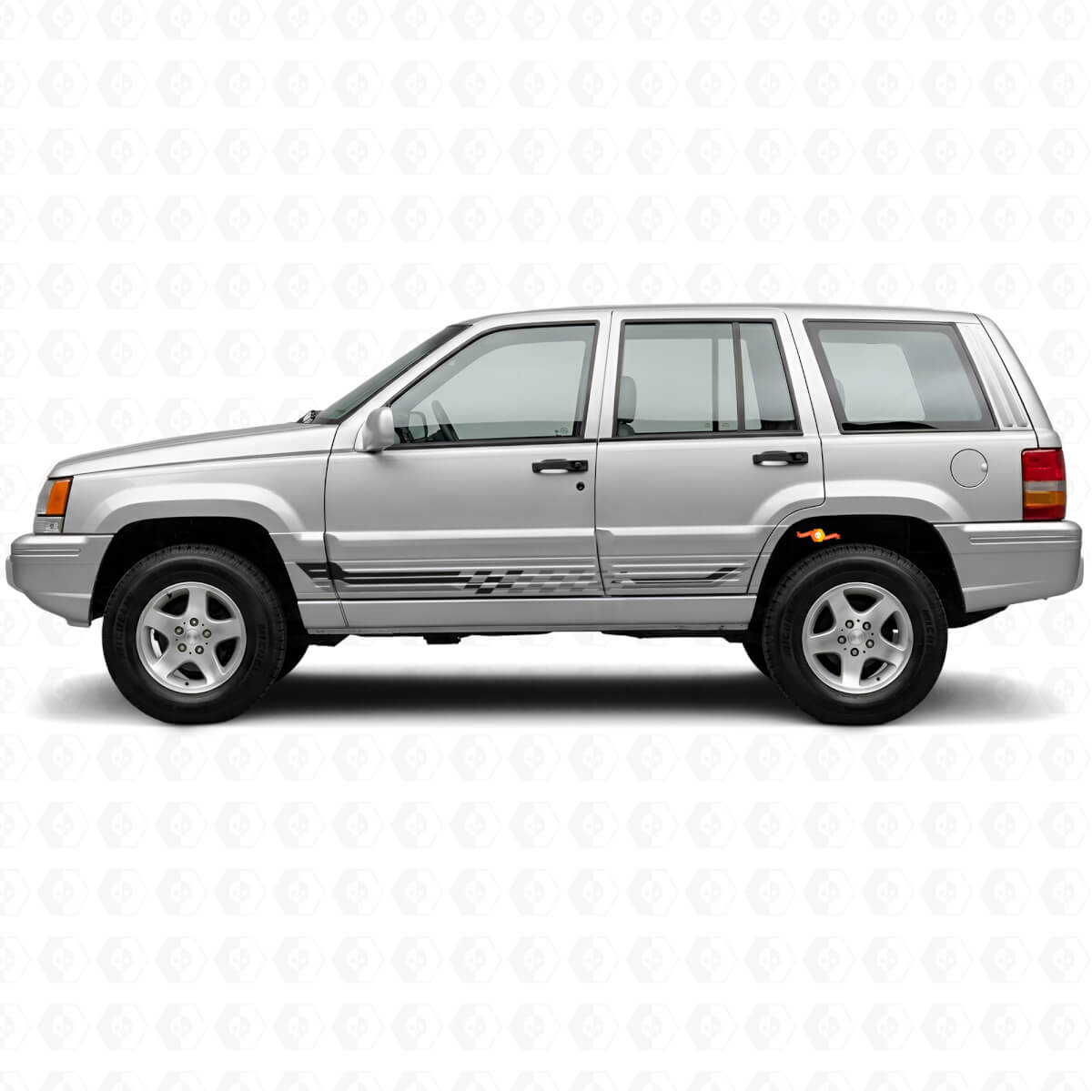 Autocollant Vinyle Bandes Latérales Damier pour Jeep Grand Cherokee 1993-1998