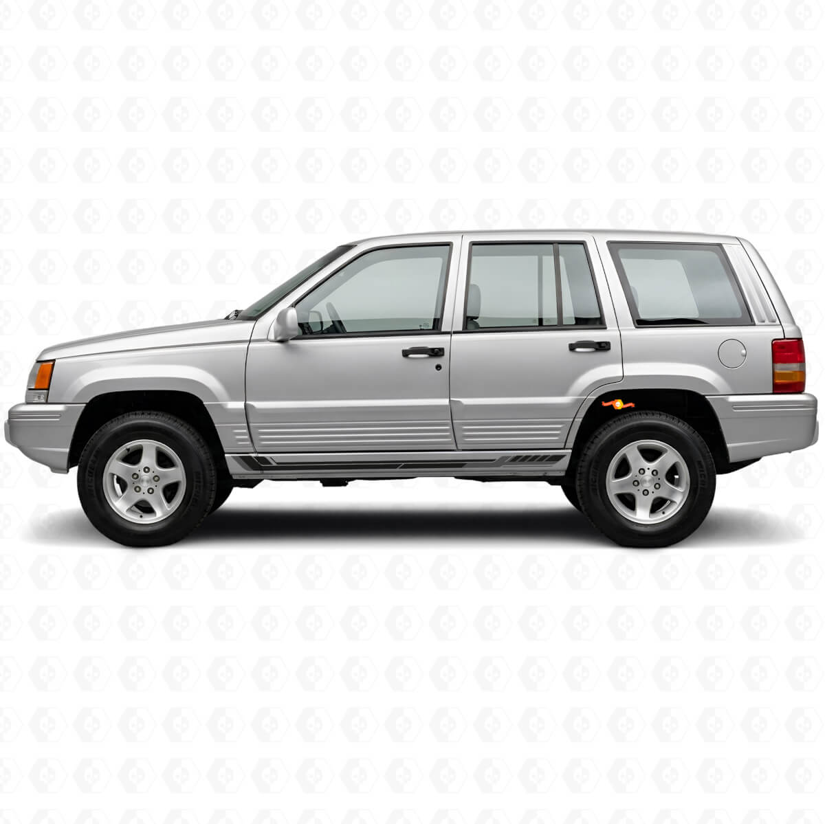 Autocollant vinyle bandes latérales style course pour Jeep Grand Cherokee 1993-1998