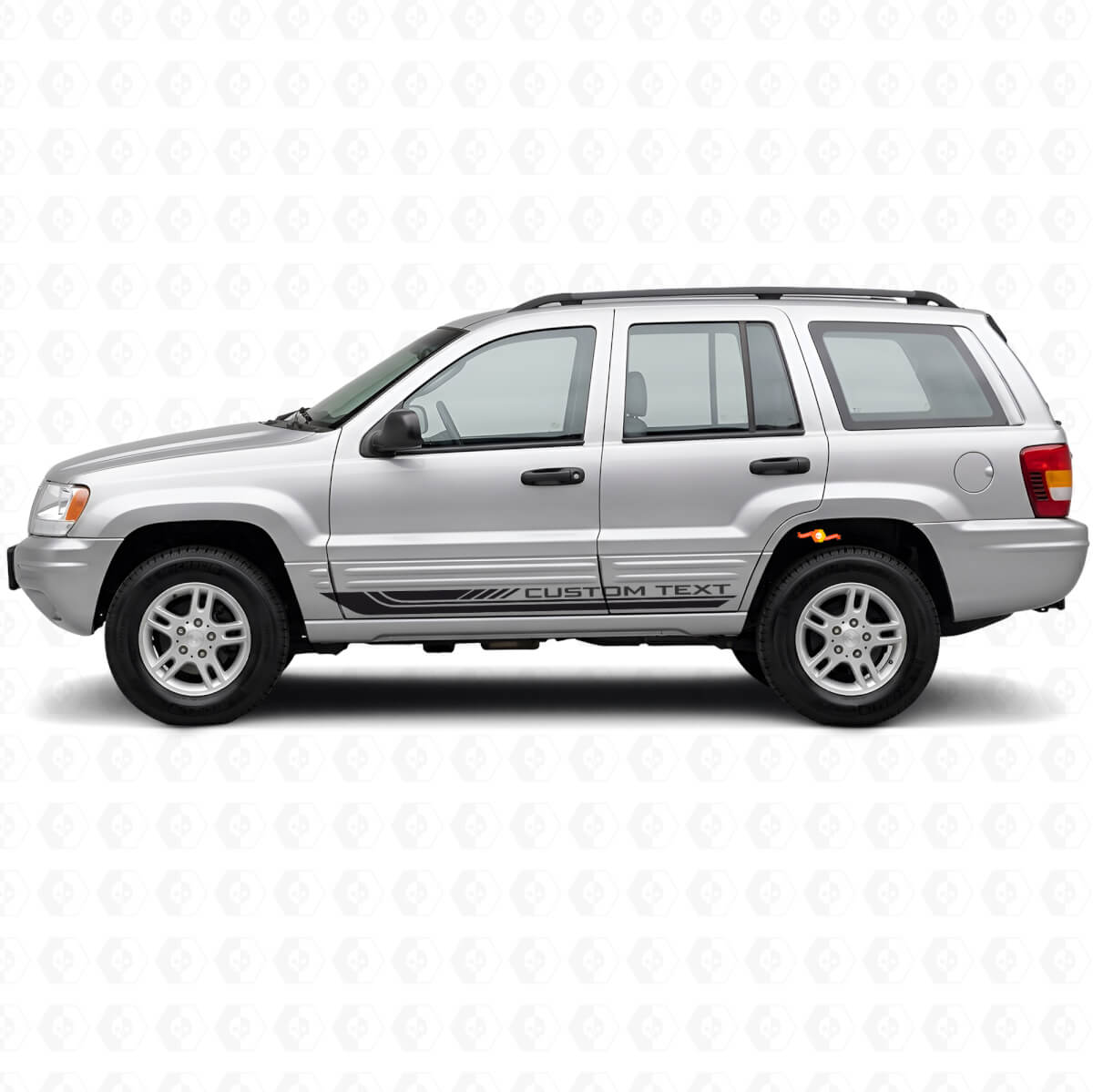 Autocollant vinyle bandes latérales courbées à damier pour Jeep Grand Cherokee 1999-2004