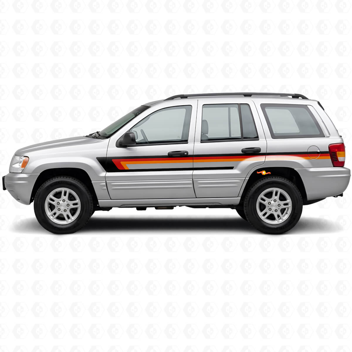 Autocollant Vinyle Triple Rayures Porte Latérale pour Jeep Grand Cherokee 1999-2004