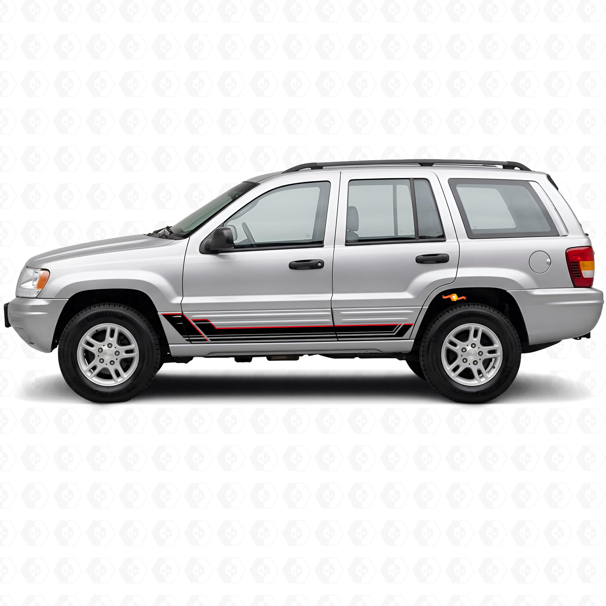 Kit d'autocollants vinyle bandes jumelles pour portes Jeep Grand Cherokee 1999-2004