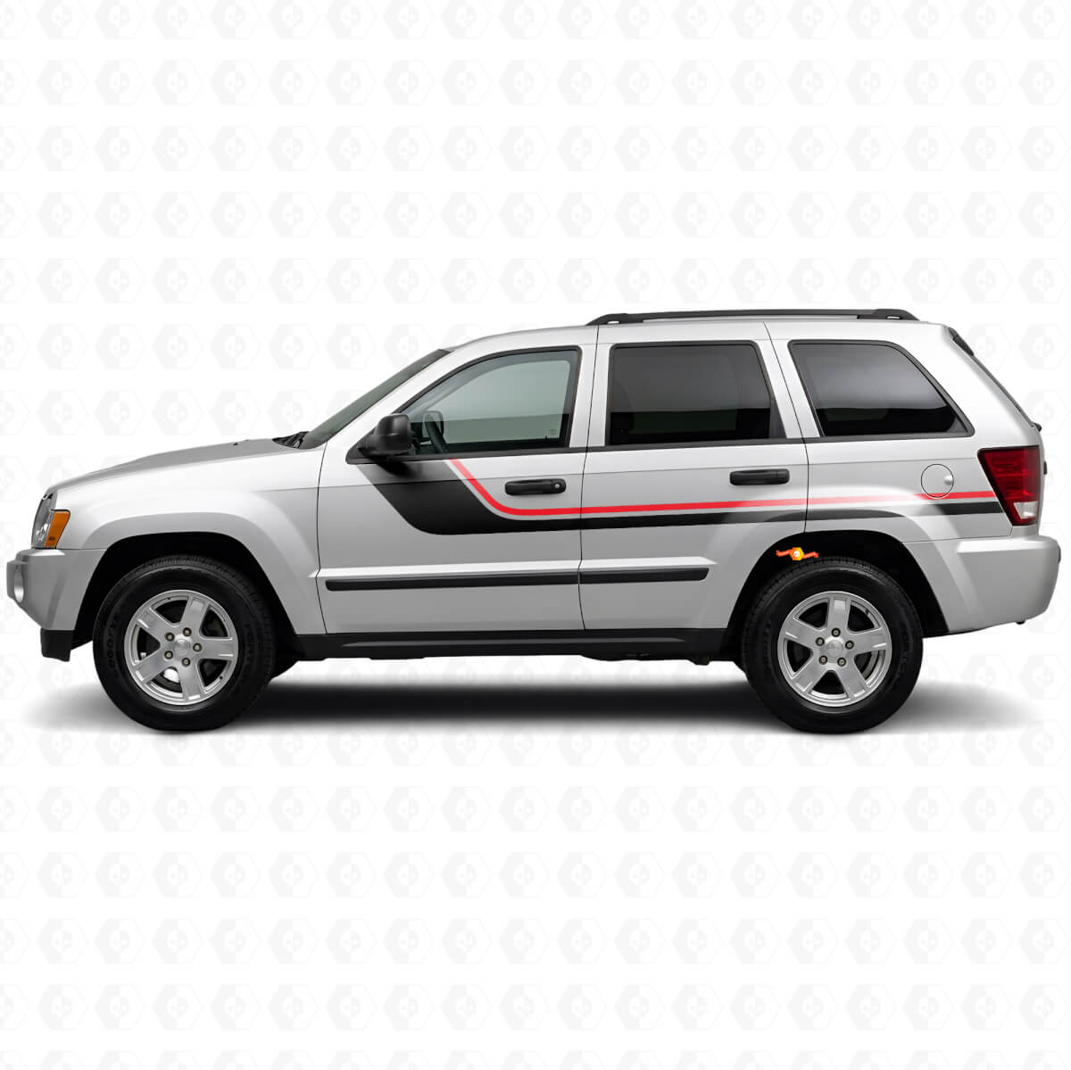 Autocollant vinyle latéral à bandes jumelles pour Jeep Grand Cherokee 2005-2010