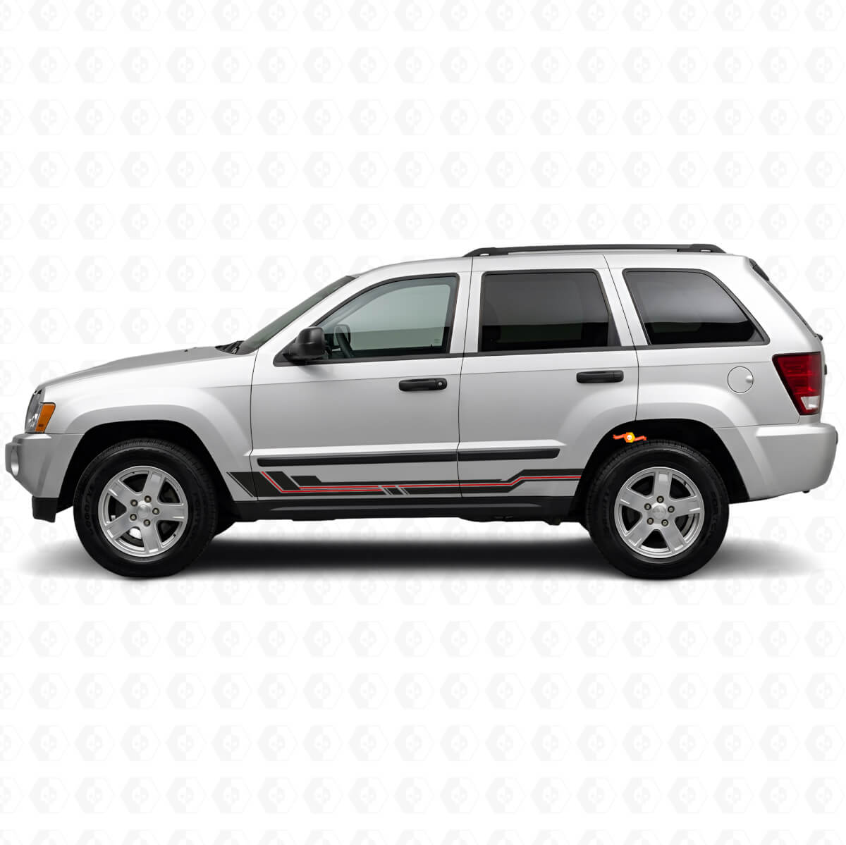 Autocollant en vinyle avec bandes courbes pour bas de caisse Jeep Grand Cherokee 2005-2010