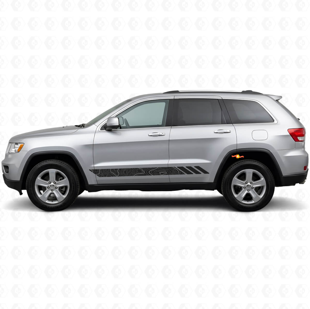 Autocollant latéral en vinyle à rayures de style topographique pour Jeep Grand Cherokee 2011-2021