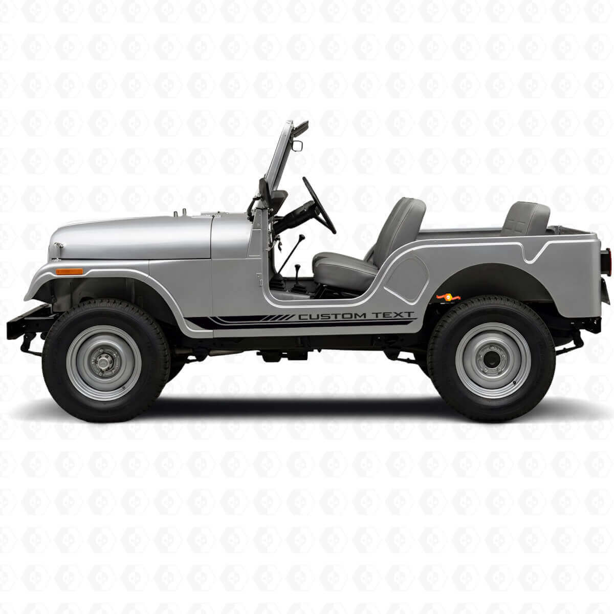 Autocollant en vinyle à bandes latérales courbes à damier pour Jeep CJ-5 1955-1983