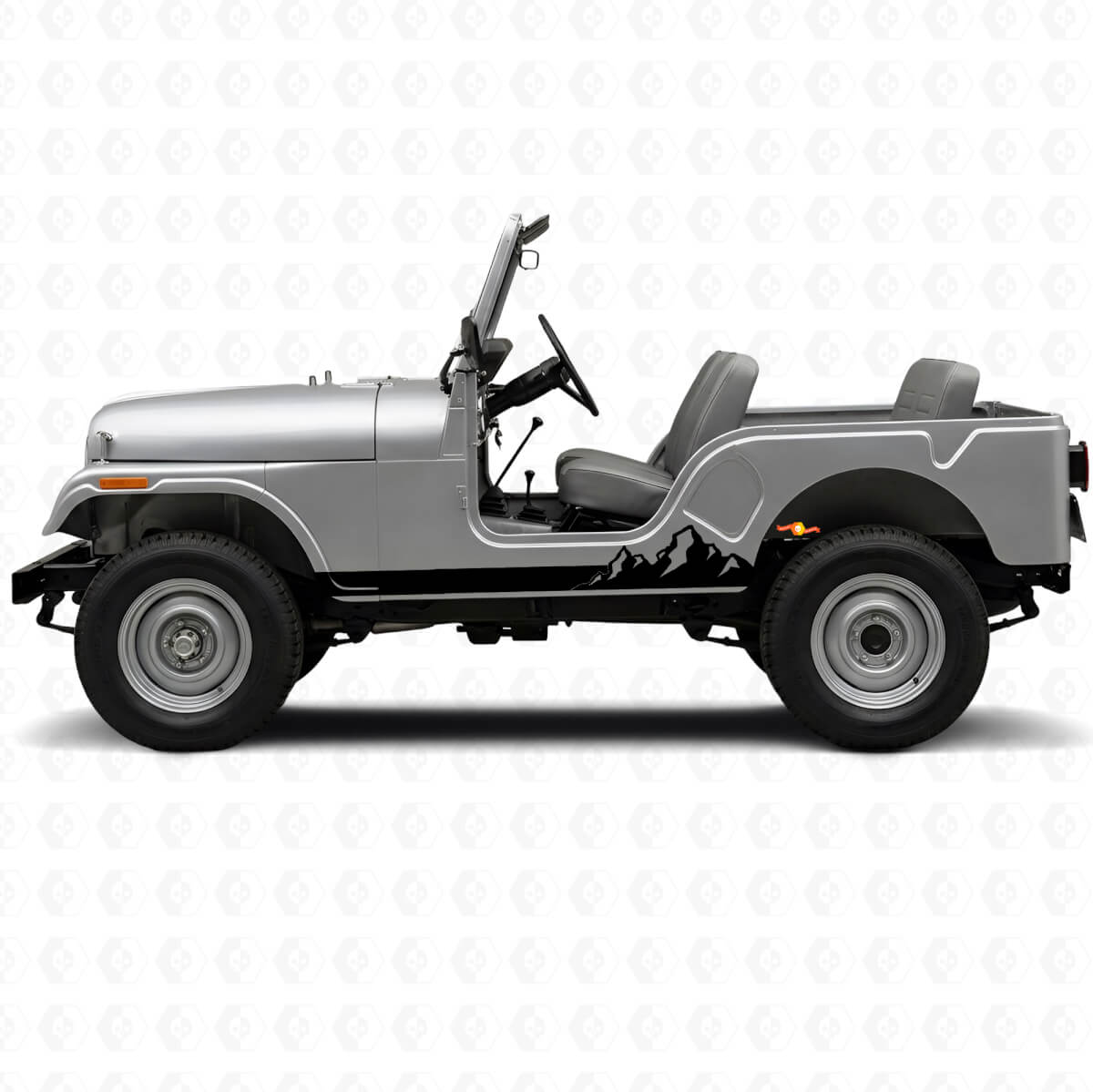 Autocollant latéral vinyle à fines rayures Montagnes pour Jeep CJ-5 1955-1983