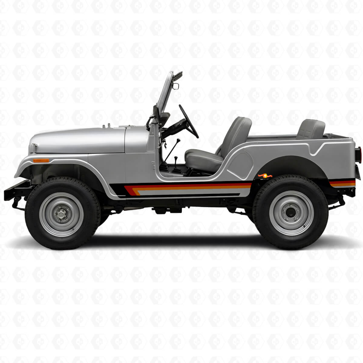 Autocollant vinyle à triple bandes latérales pour porte Jeep CJ-5 1955-1983