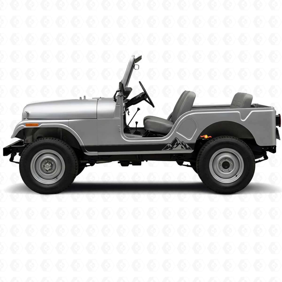 Autocollant Vinyle Latéral Style Bandes Montagne pour Jeep CJ-5 1955-1983