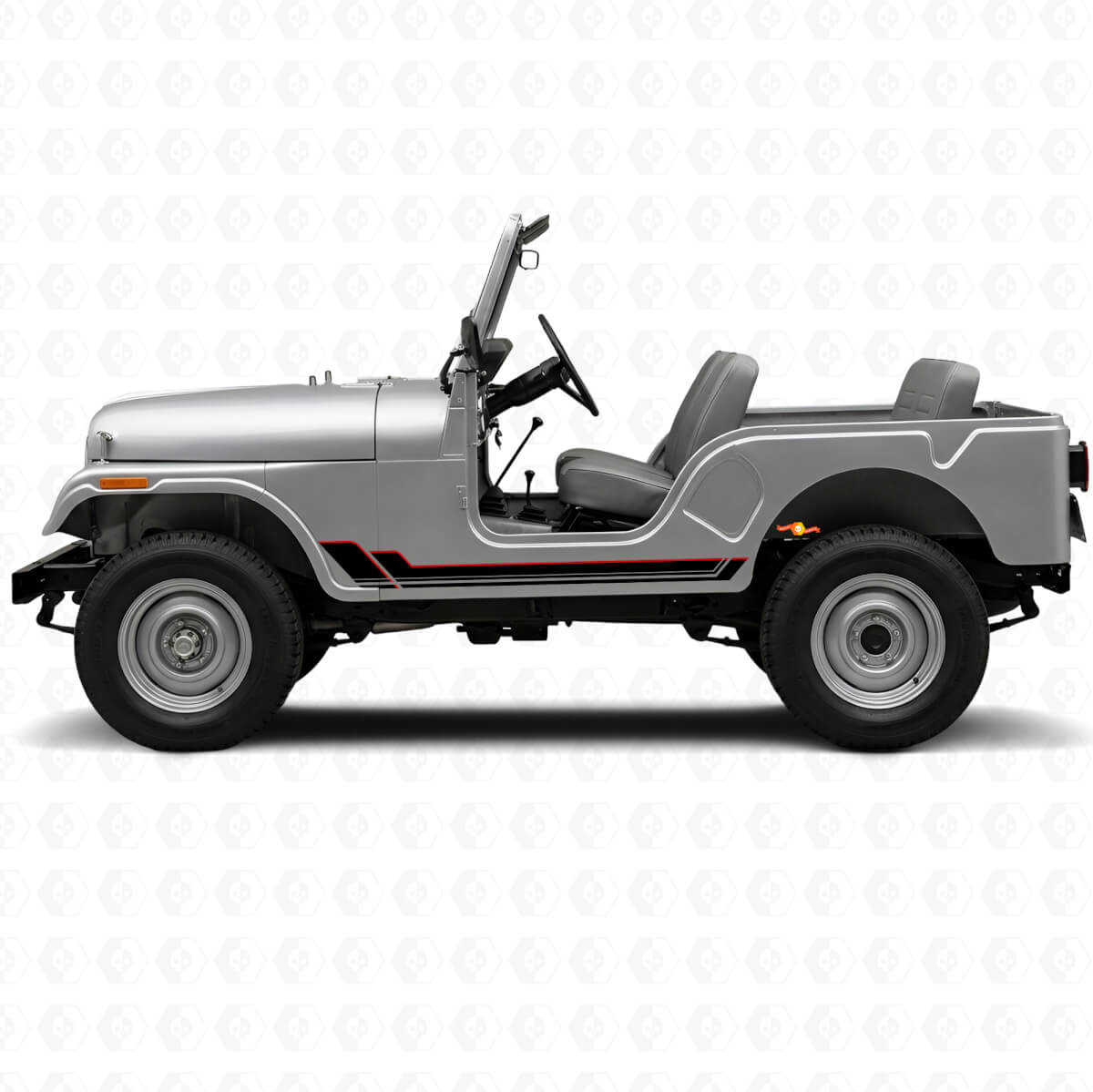 Autocollant vinyle à bandes jumelles pour bas de caisse Jeep CJ-5 1955-1983