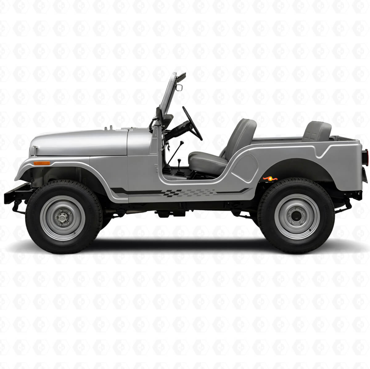 Autocollant en vinyle à rayures latérales damier pour Jeep CJ-5 1955-1983