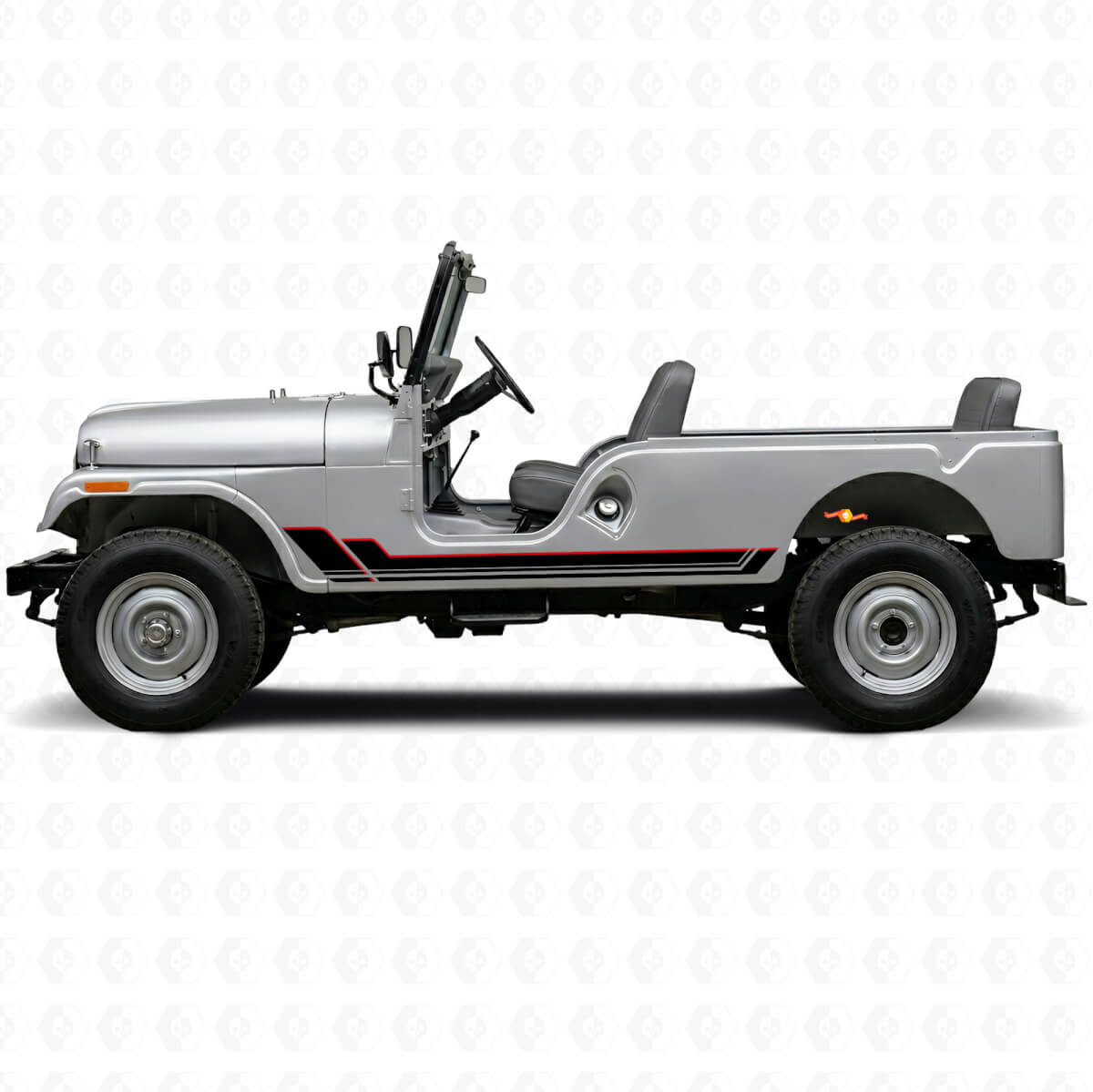 Autocollant en vinyle à bandes jumelles pour bas de caisse Jeep CJ-6 1955-1975