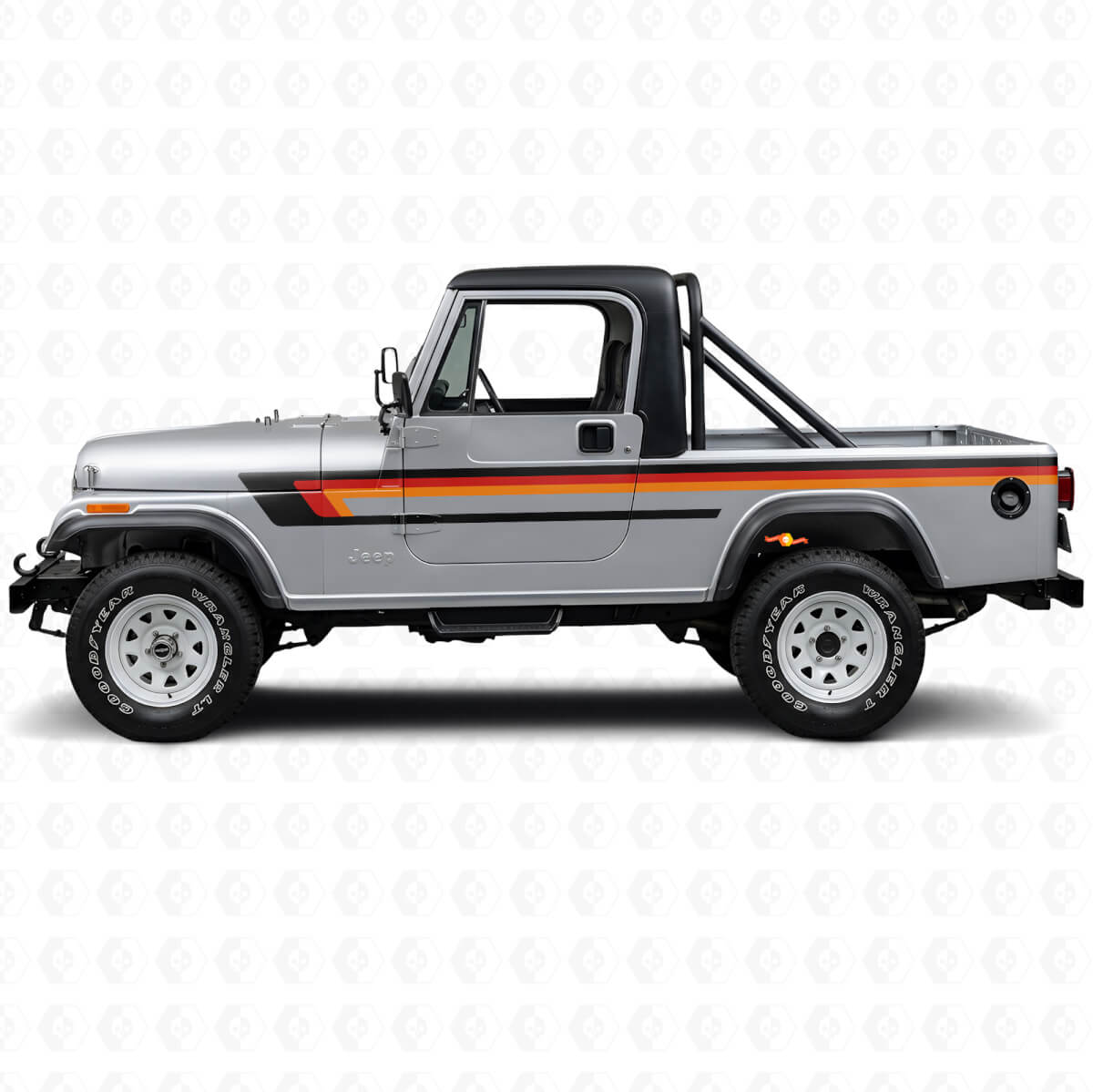 Autocollant Vinyle Triple Rayures Latérales de Porte pour Jeep CJ-8 Scrambler 1981-1986