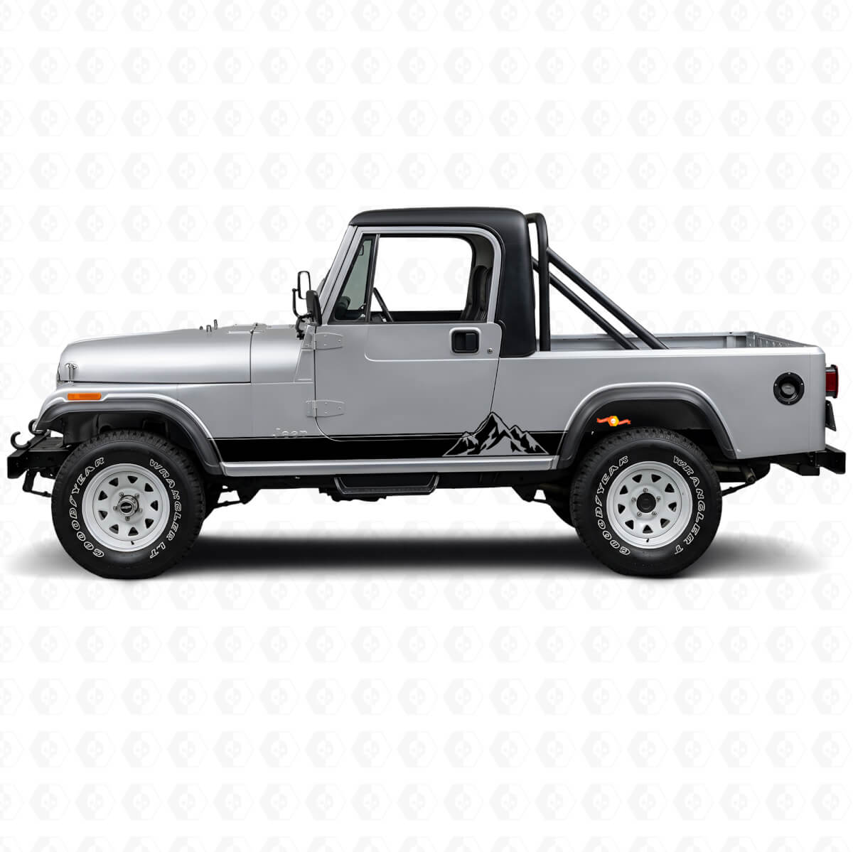 Autocollant Vinyle Latéral Style Montagnes pour Jeep CJ-8 Scrambler 1981-1986