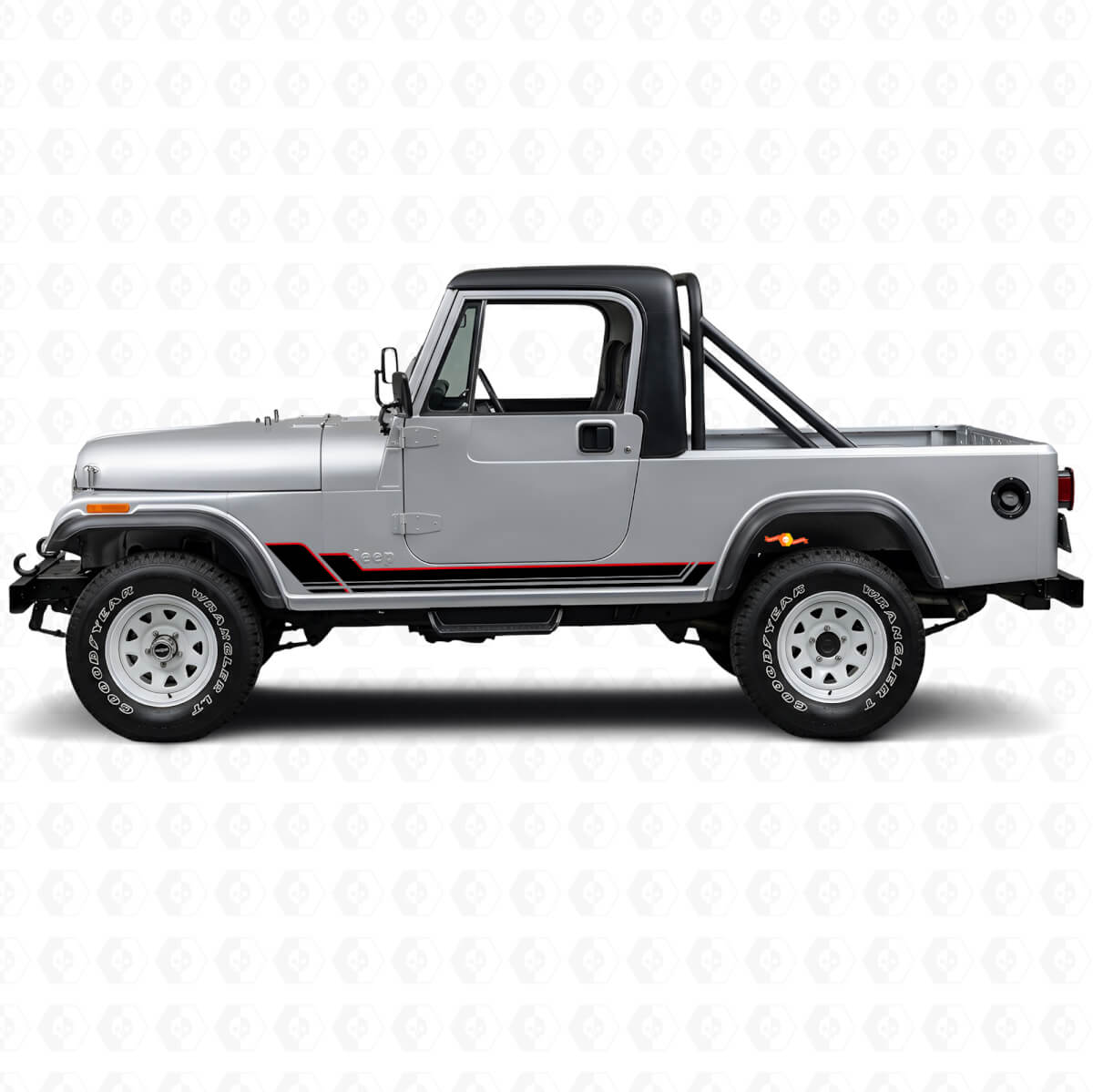 Autocollant en vinyle à double rayure pour panneau latéral Jeep CJ-8 Scrambler 1981-1986
