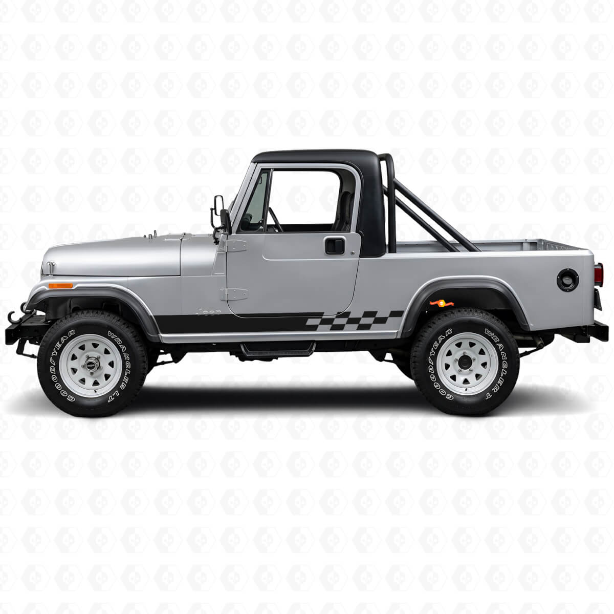 Autocollant vinyle latéral à rayures damier pour Jeep CJ-8 Scrambler 1981-1986