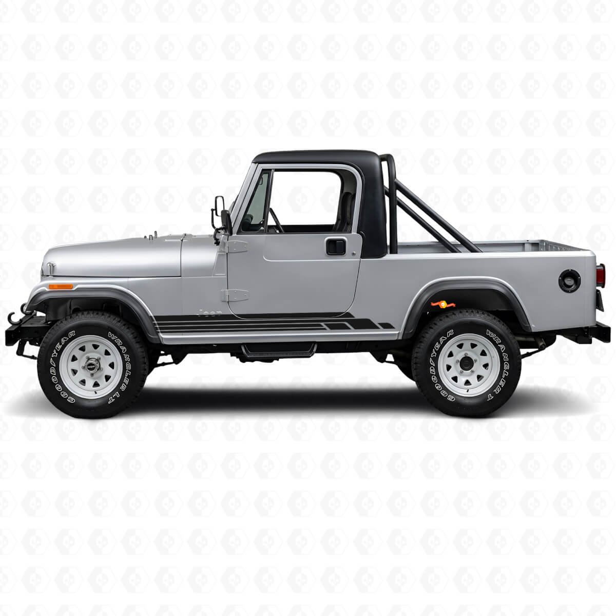 Kit d’autocollants latéraux en vinyle à bandes courbes pour Jeep CJ-8 Scrambler 1981-1986
