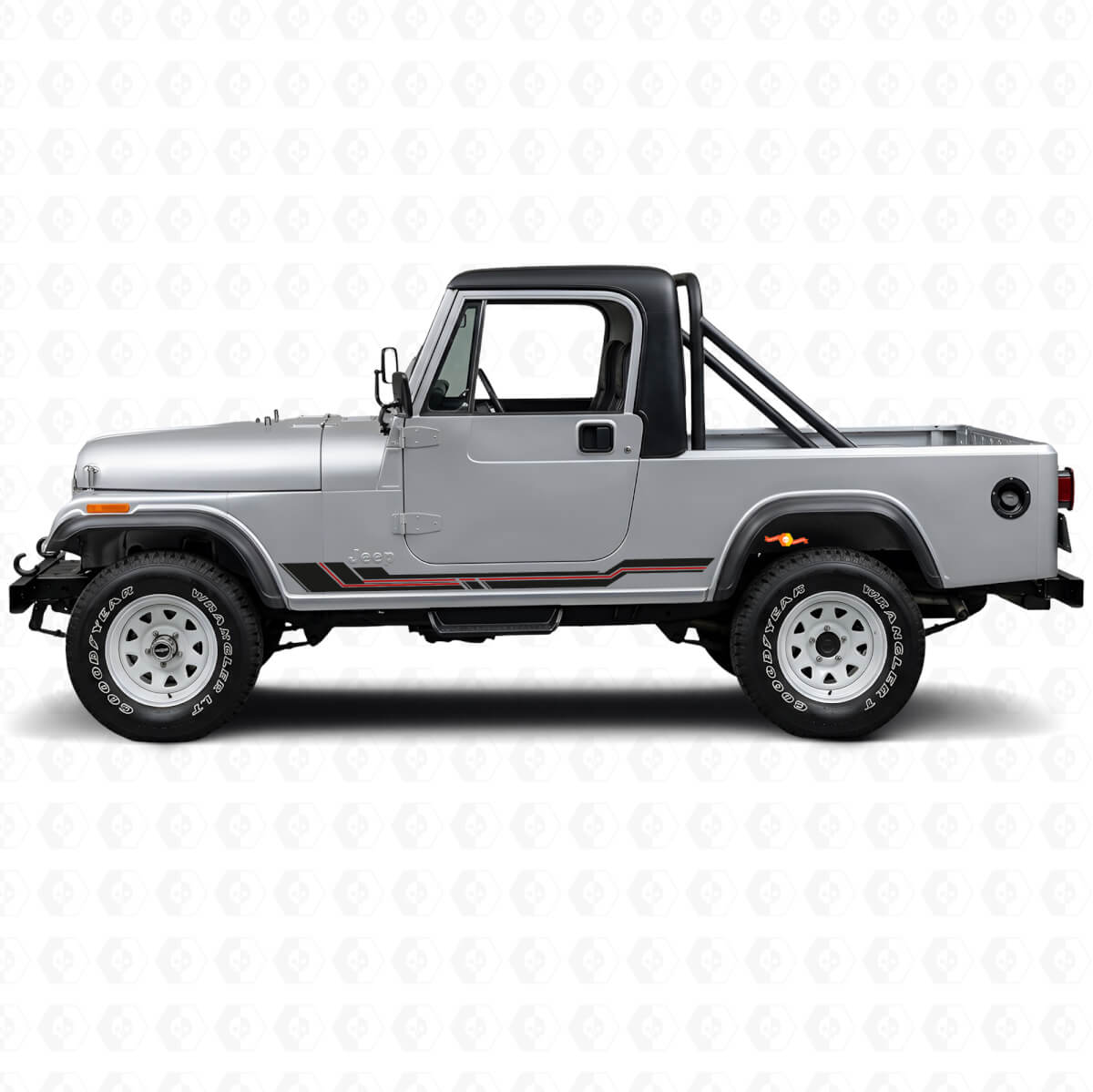 Autocollant en vinyle à lignes courbes pour bas de caisse Jeep CJ-8 Scrambler 1981-1986