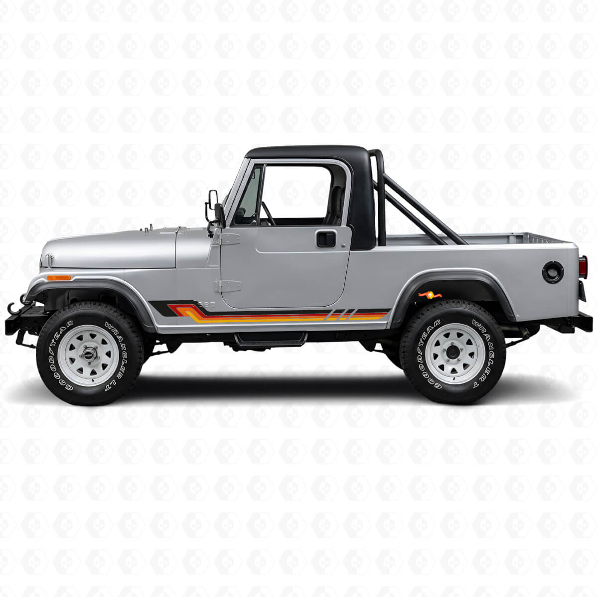 Autocollant Vinyle à Rayures Latérales Style Vintage pour Jeep CJ-8 Scrambler 1981-1986