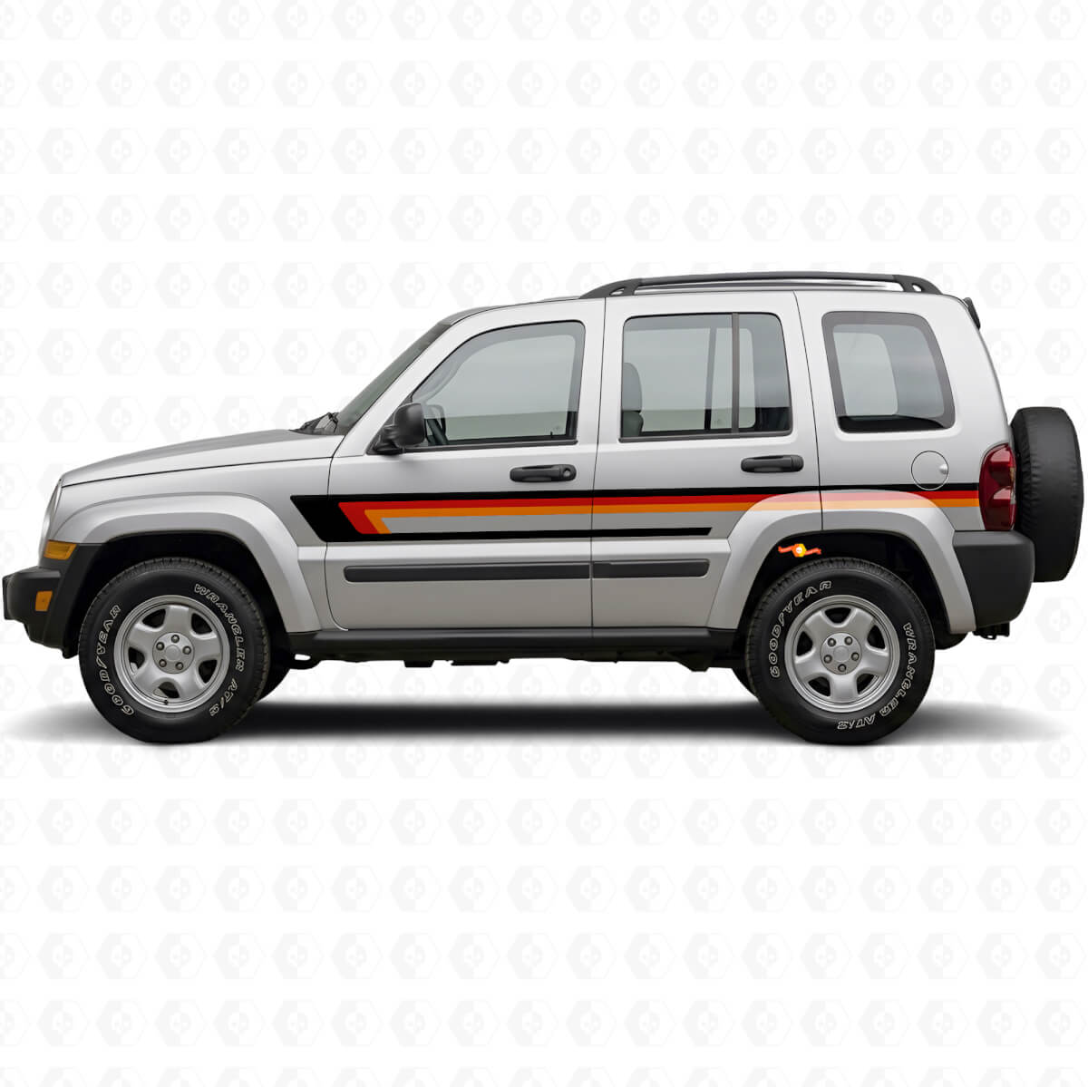 Autocollant Vinyle Bandes Triples pour Porte Jeep Liberty 2002-2012
