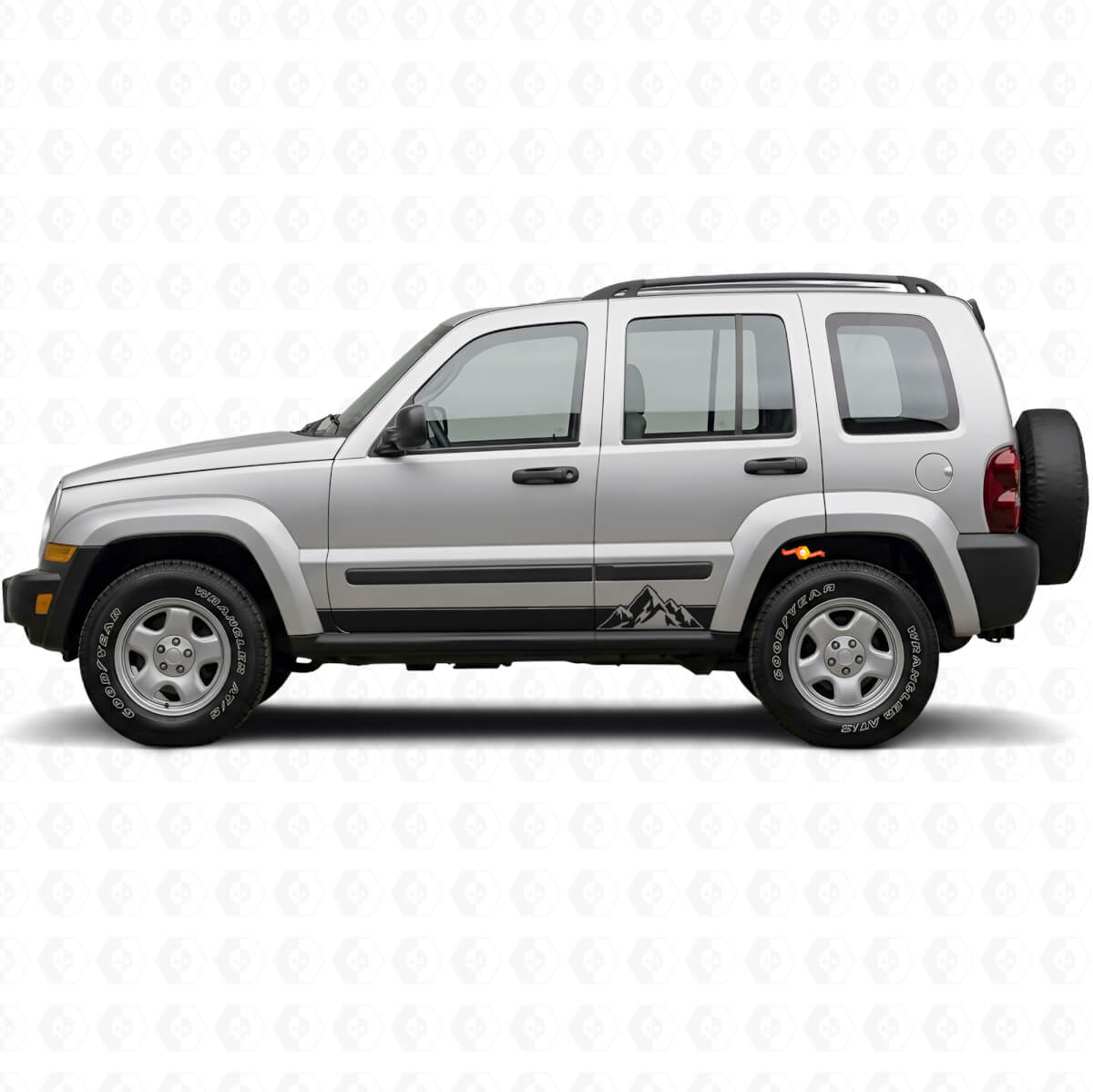 Autocollant latéral en vinyle style montagnes pour Jeep Liberty 2002-2012
