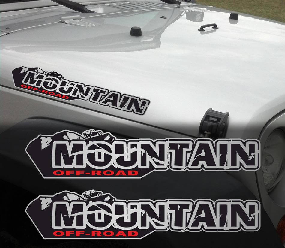 Set de décalcomanies latérales en vinyle usées pour capot tout-terrain montagne pour Jeep Wrangler
