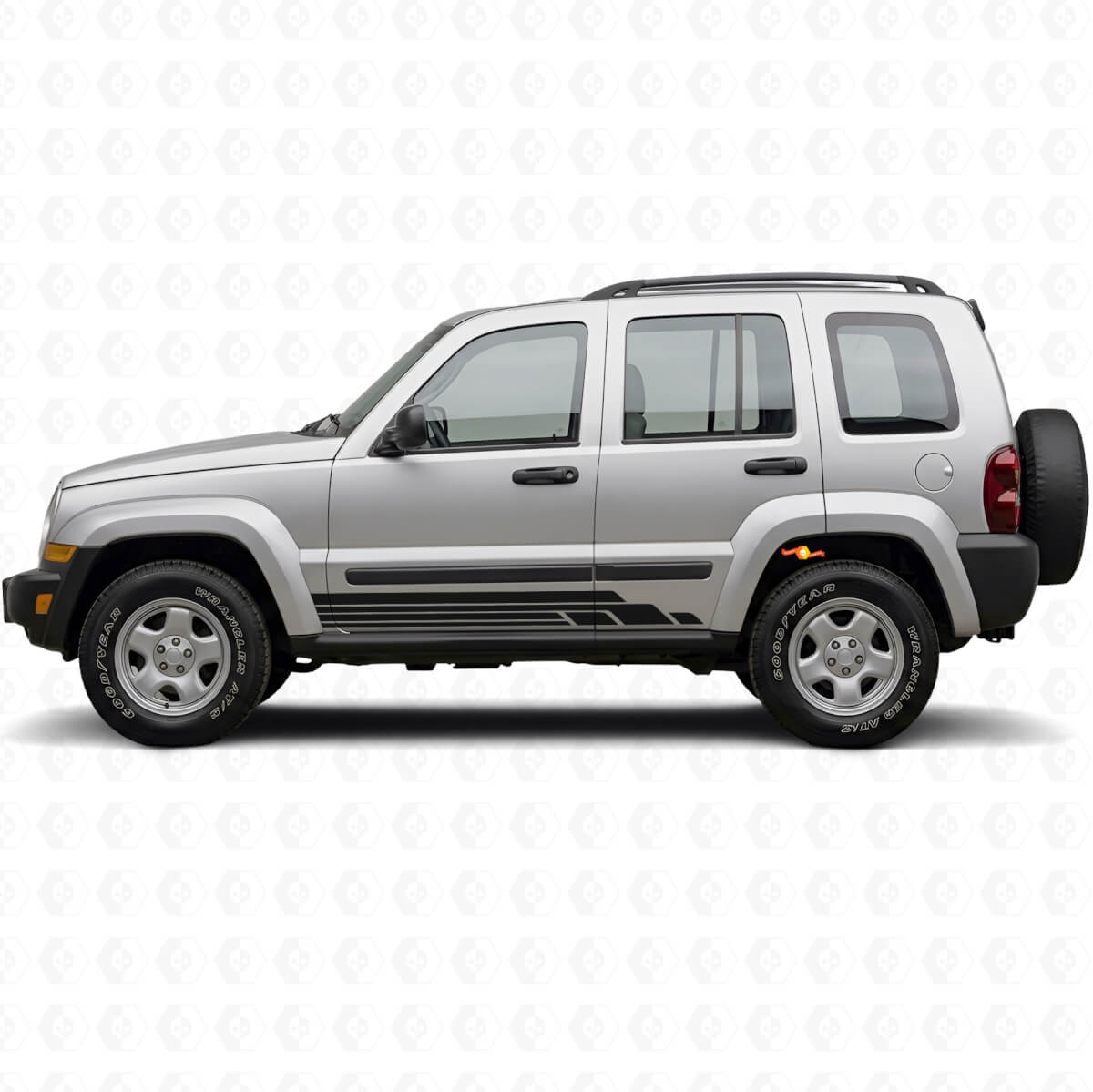 Kit de décalcomanies latérales en vinyle avec bandes courbées pour Jeep Liberty 2002-2012