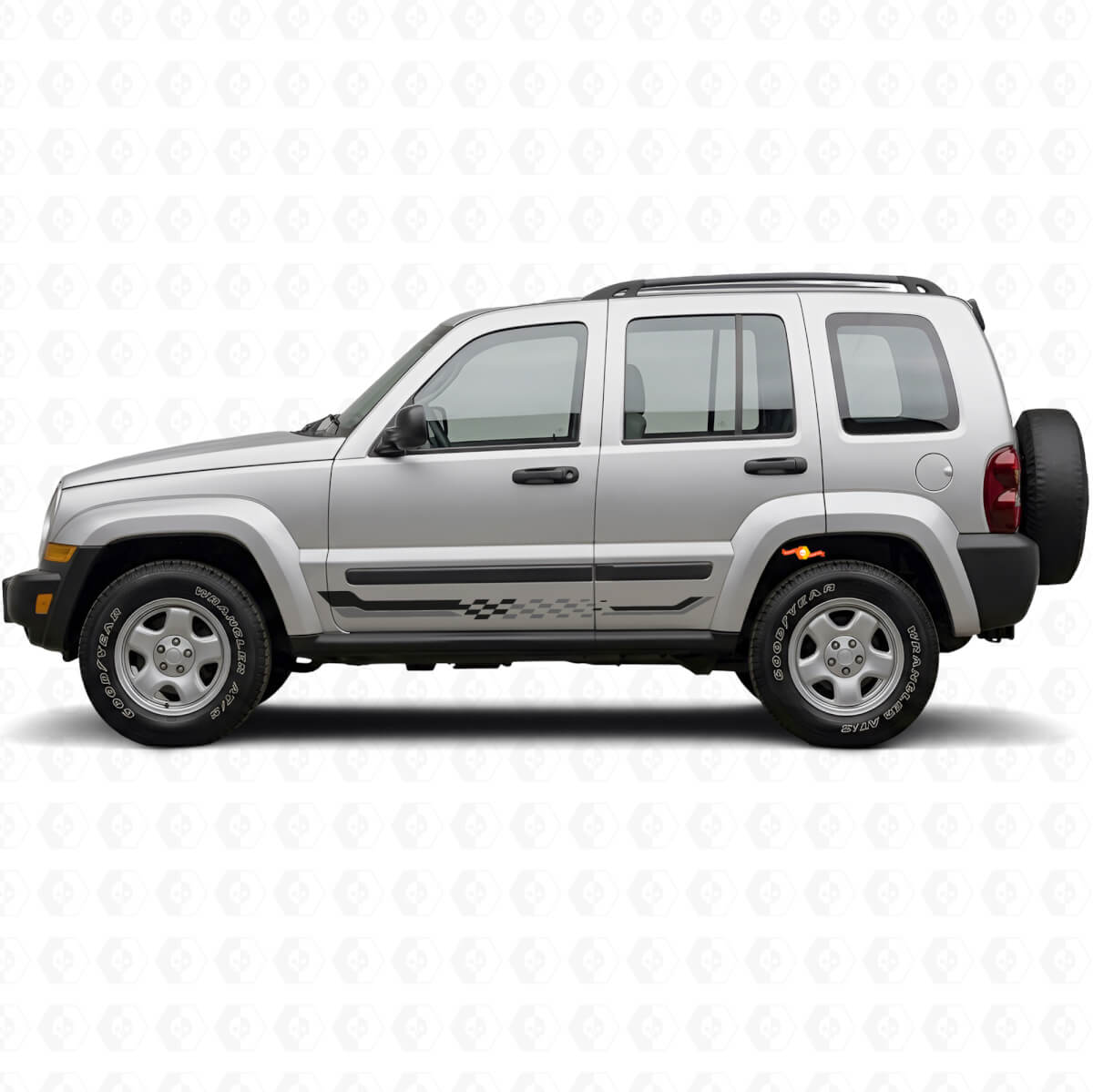 Autocollant vinyle à bandes latérales à damier pour Jeep Liberty 2002-2012