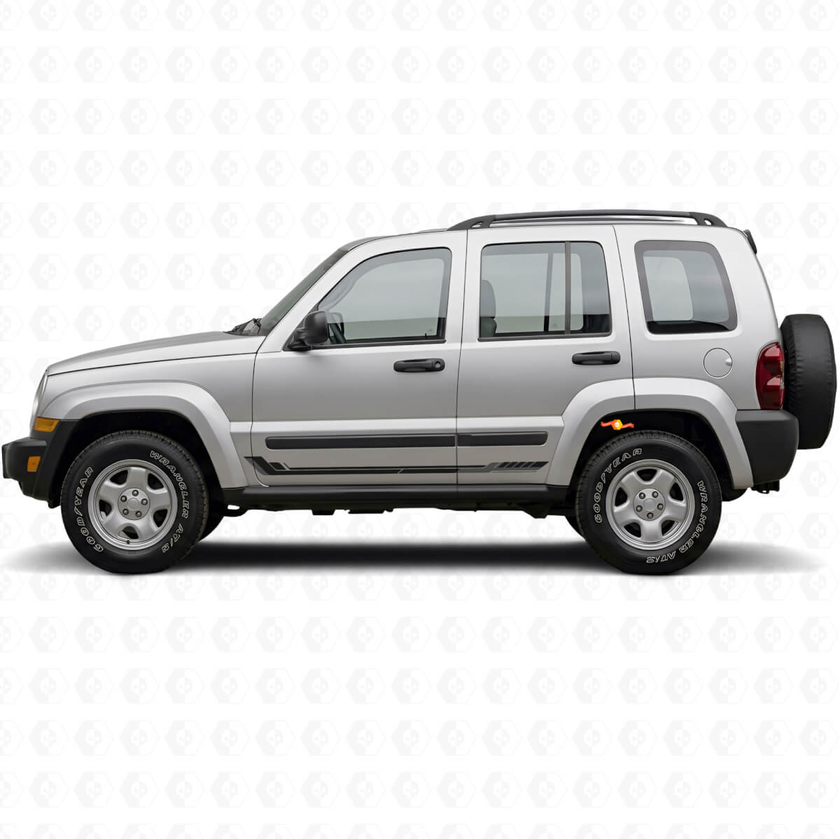 Autocollant en vinyle style course bandes latérales pour Jeep Liberty 2002-2012