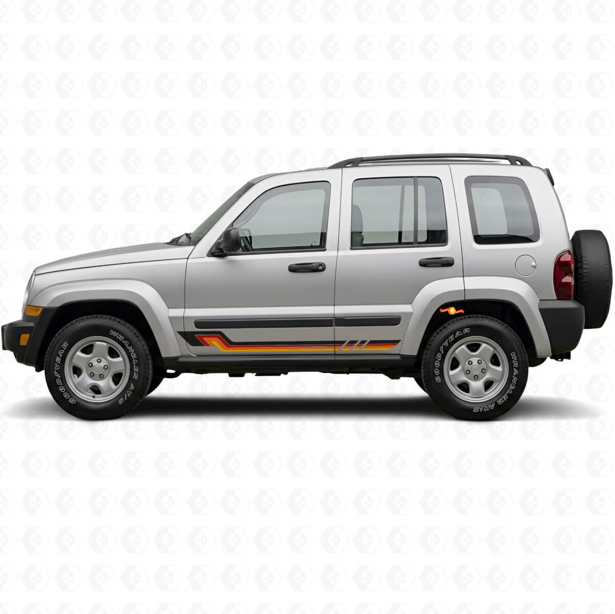Autocollant en vinyle à bandes latérales style vintage pour Jeep Liberty 2002-2012