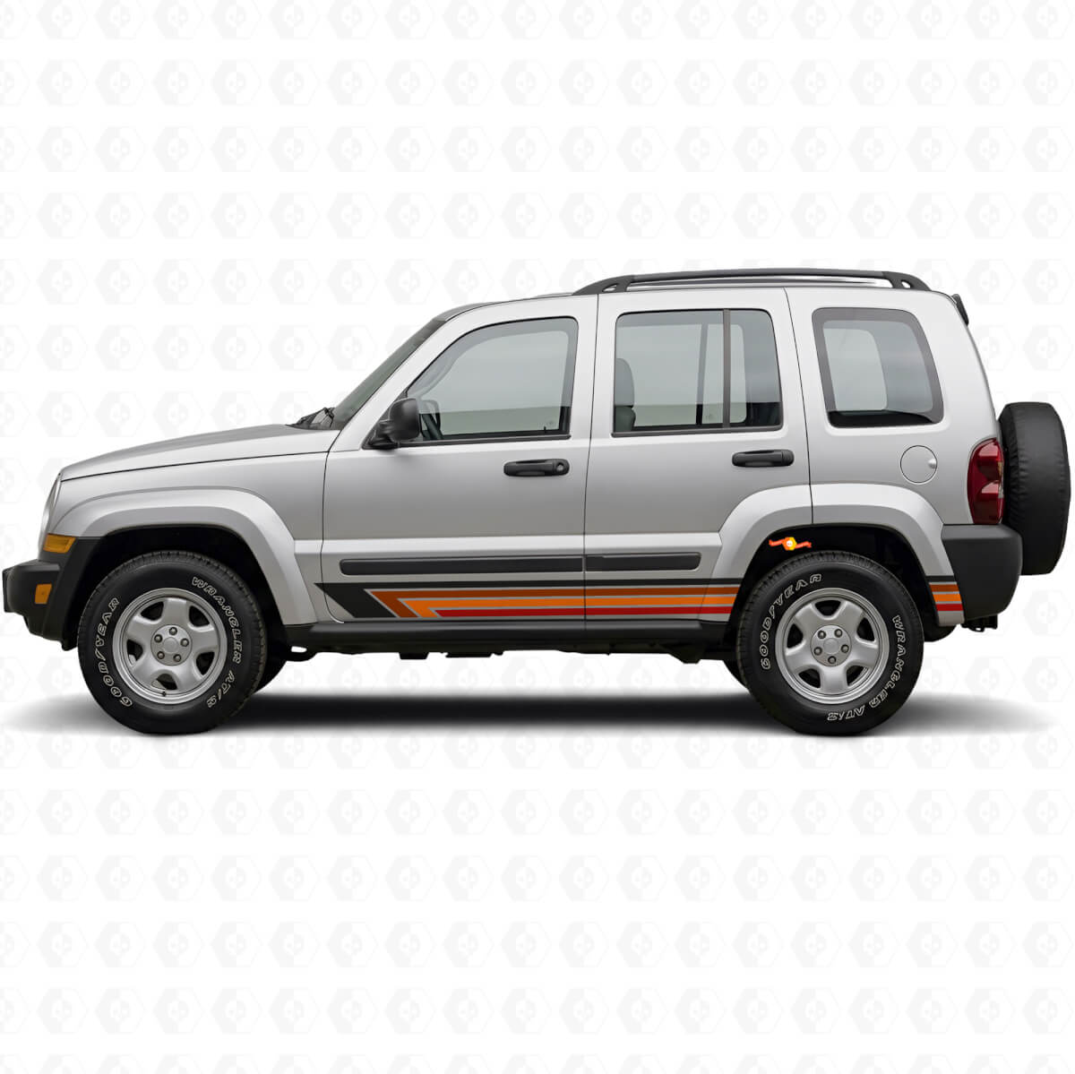 Décalque vinyle latérale à bandes droites vintage pour Jeep Liberty 2002-2012